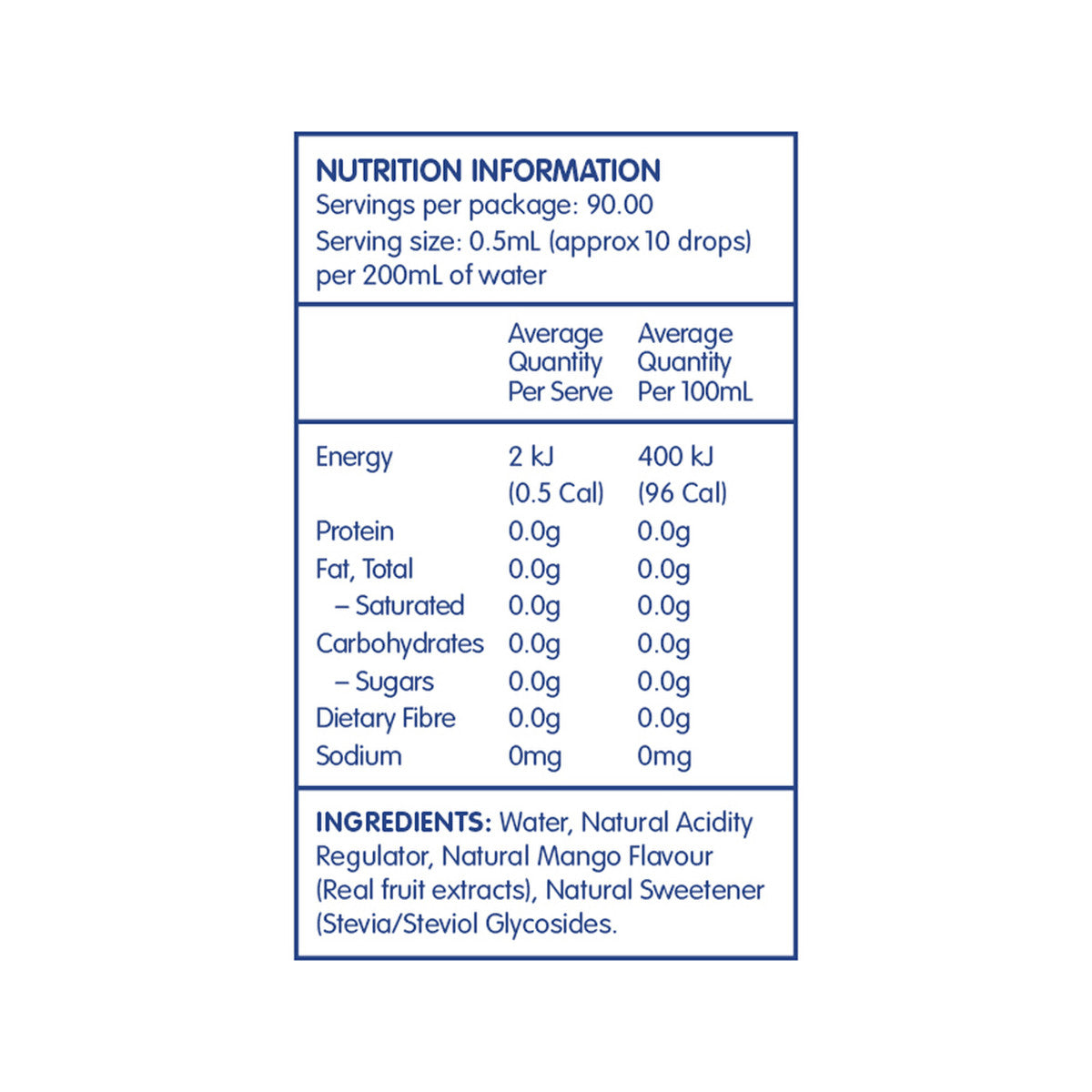 Vital Zing Water Drops (Flavour Enhancer with Stevia) Mango 45ml