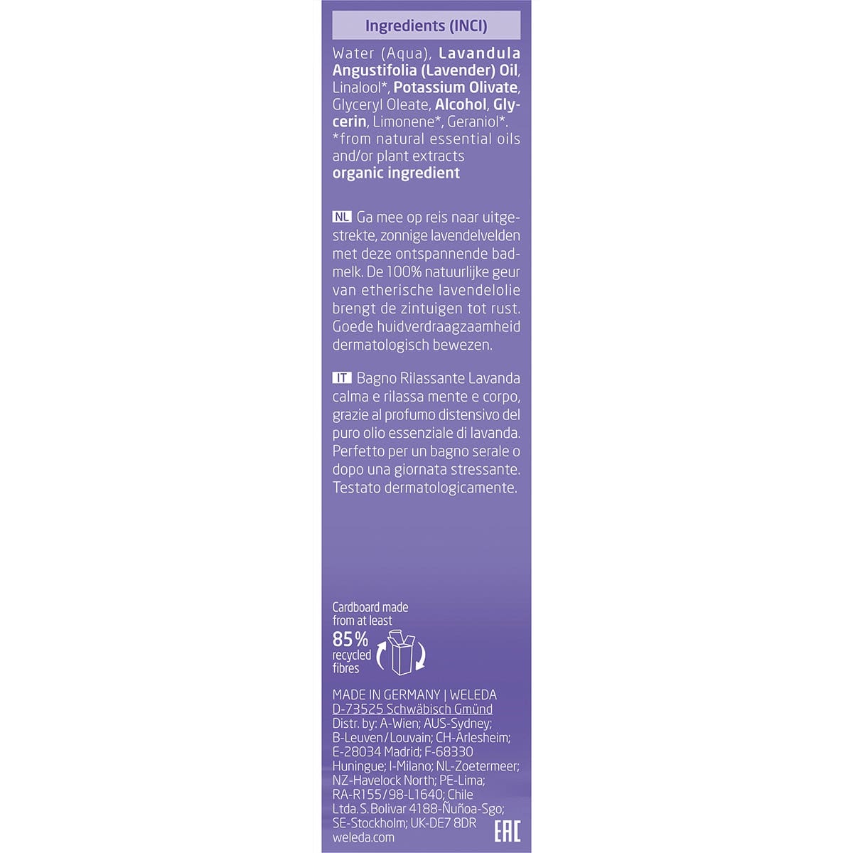 Weleda Organic Bath Milk Relaxing (Lavender) 200ml