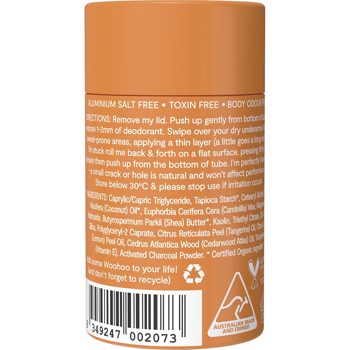 WOOHOO BODY Deodorant & Anti-Chafe Stick Tango - Sensitive (Bicarb Free) 60g
