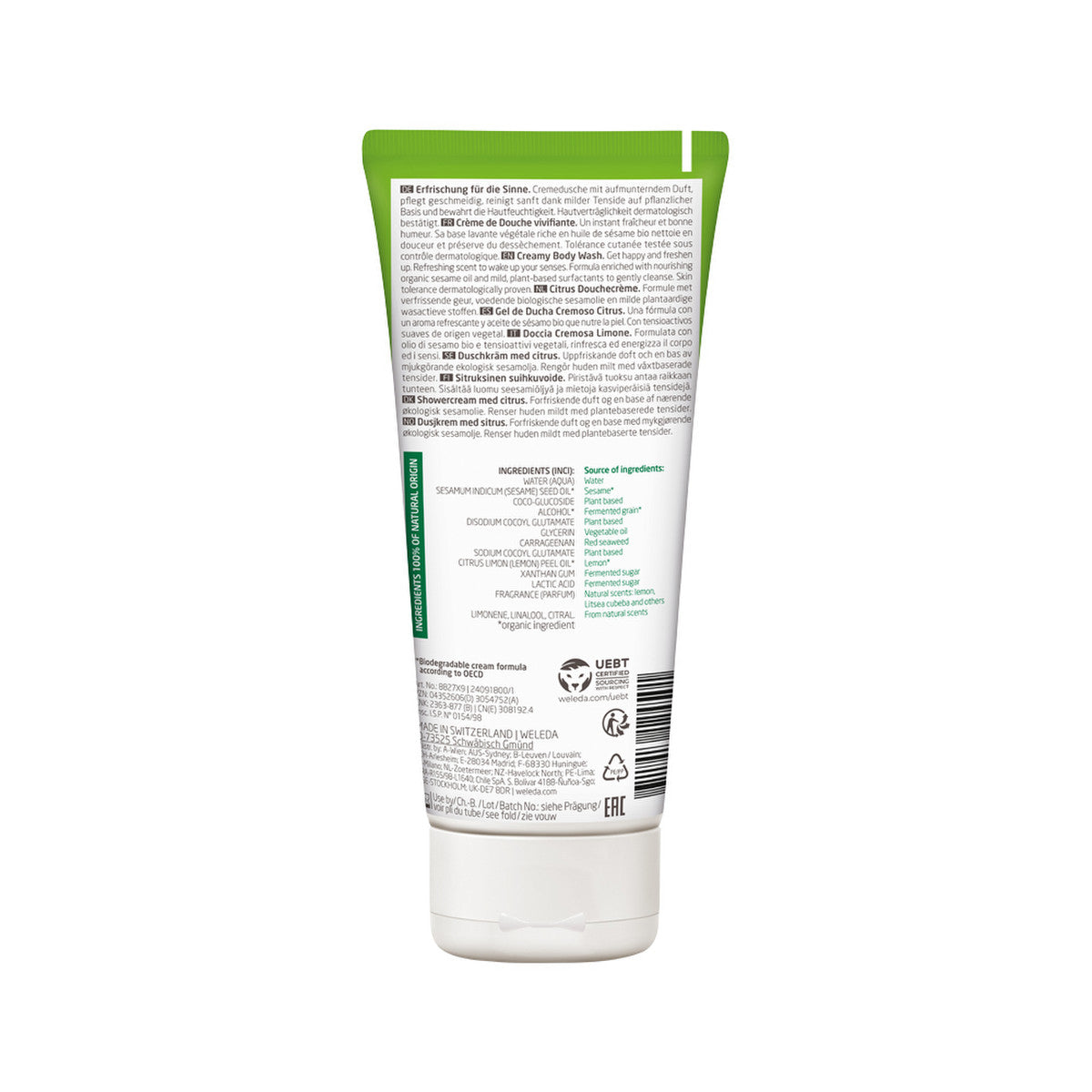 Weleda Organic Creamy Body Wash Refresh (Citrus) 200ml