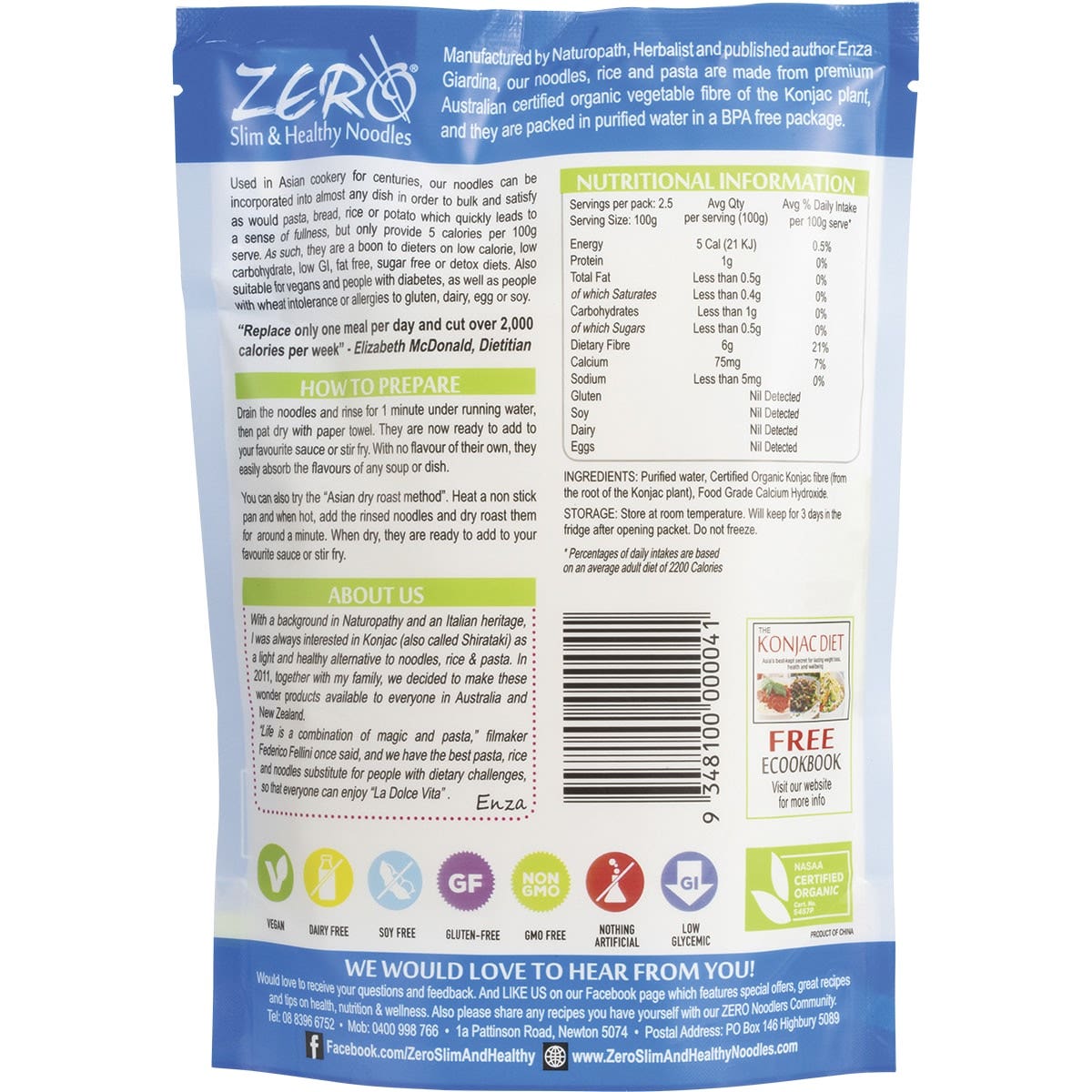 ZERO SLIM & HEALTHY Certified Organic Konjac Lasagna Style 400g