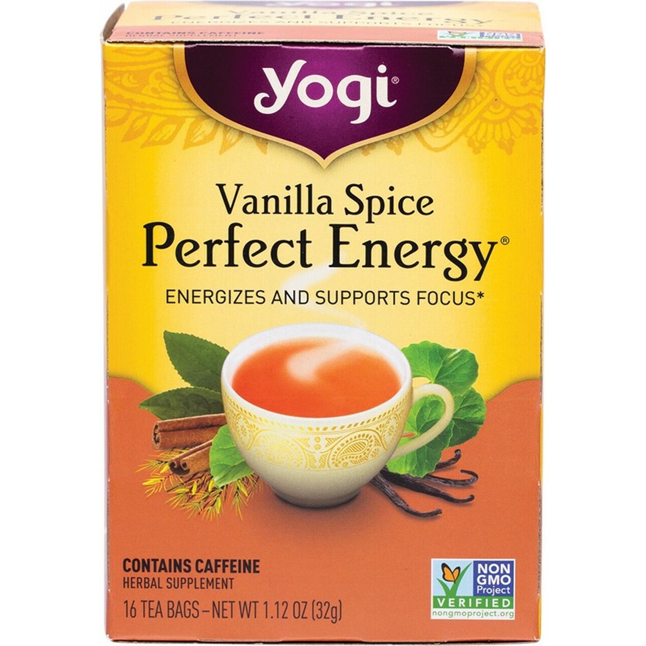 Yogi Tea Herbal Tea Bags Vanilla Spice Perfect Energy 16pk