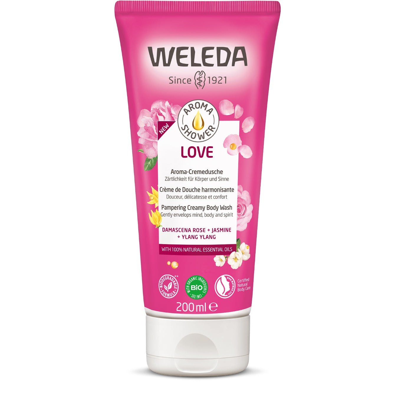 WELEDA Aroma Shower - Body Wash - Love - Damascena Rose, Jasmine & Ylang Ylang 200ml
