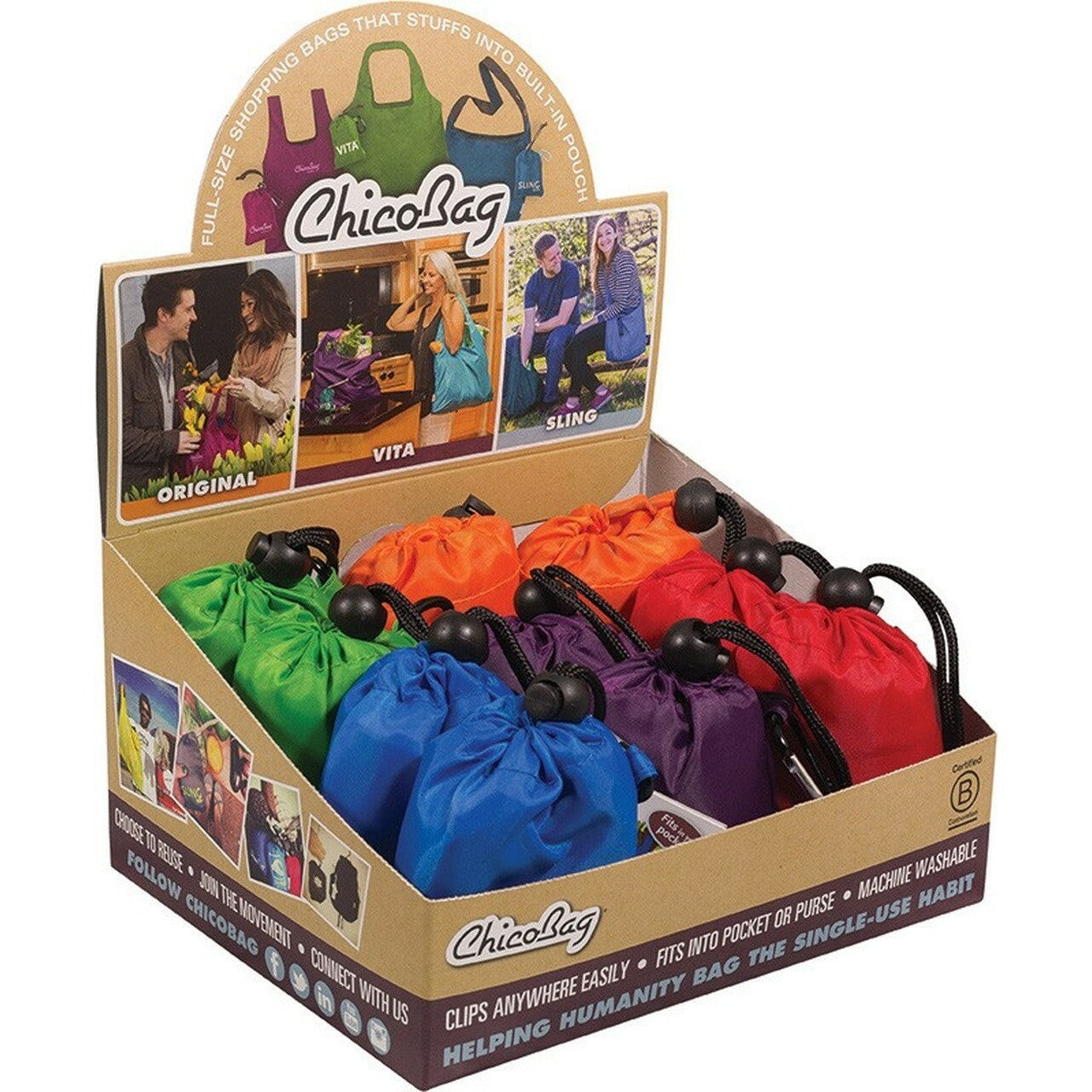 CHICO BAG Reusable Shopping Bag Original With Integrated Pouch 10PK