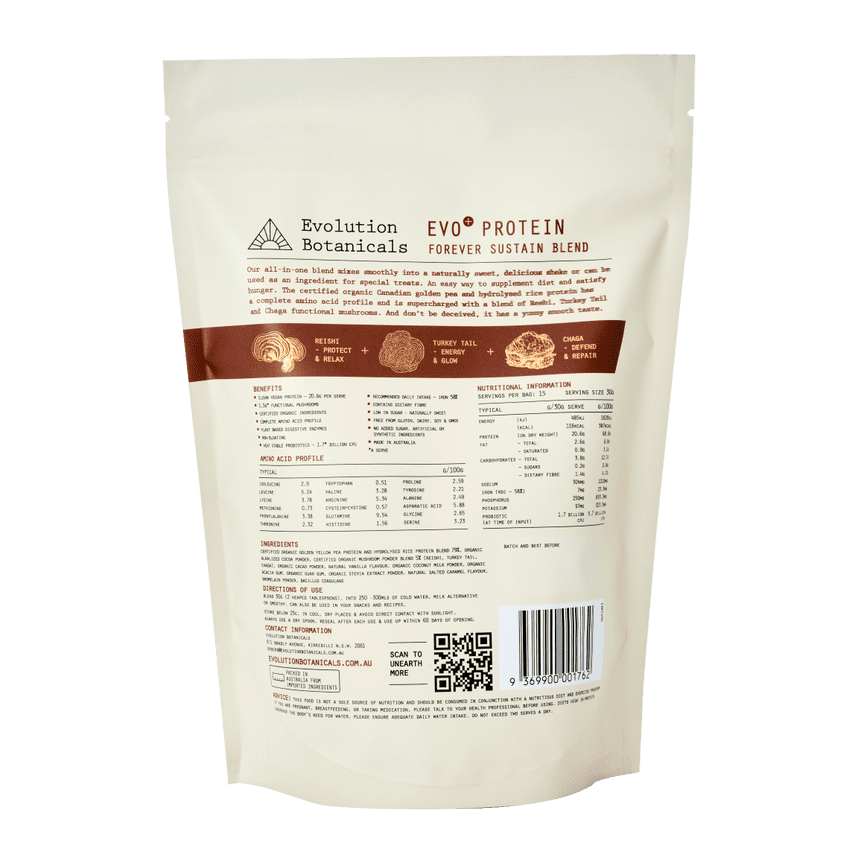 EVOLUTION BOTANICALS EVO Protein Forever Sustain Blend Smooth Chocolate 450g