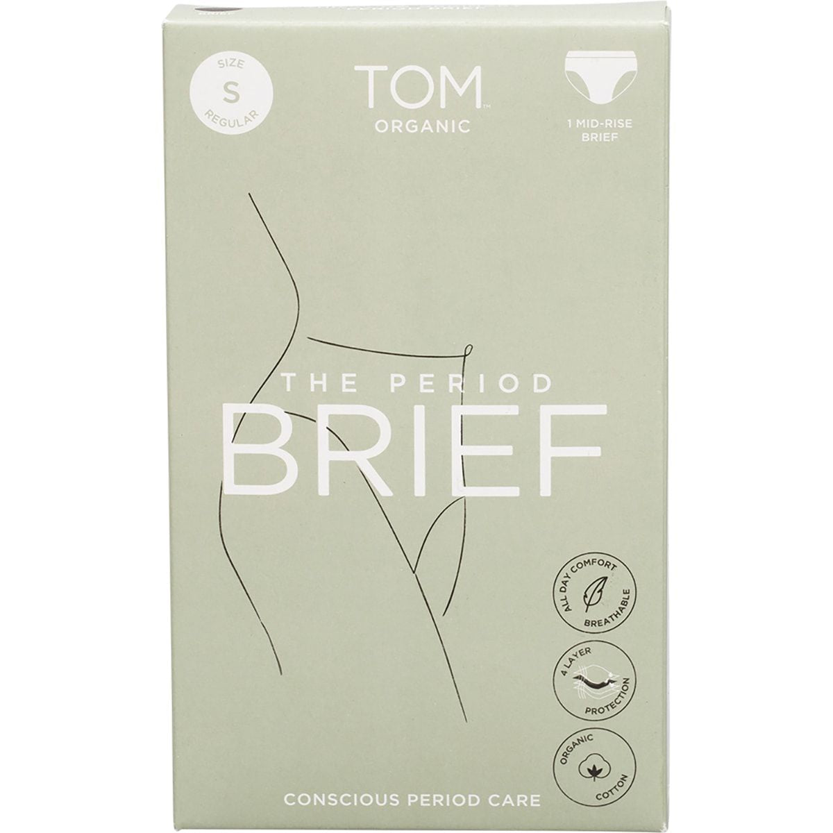 TOM ORGANIC The Period Brief Mid-Rise Black S