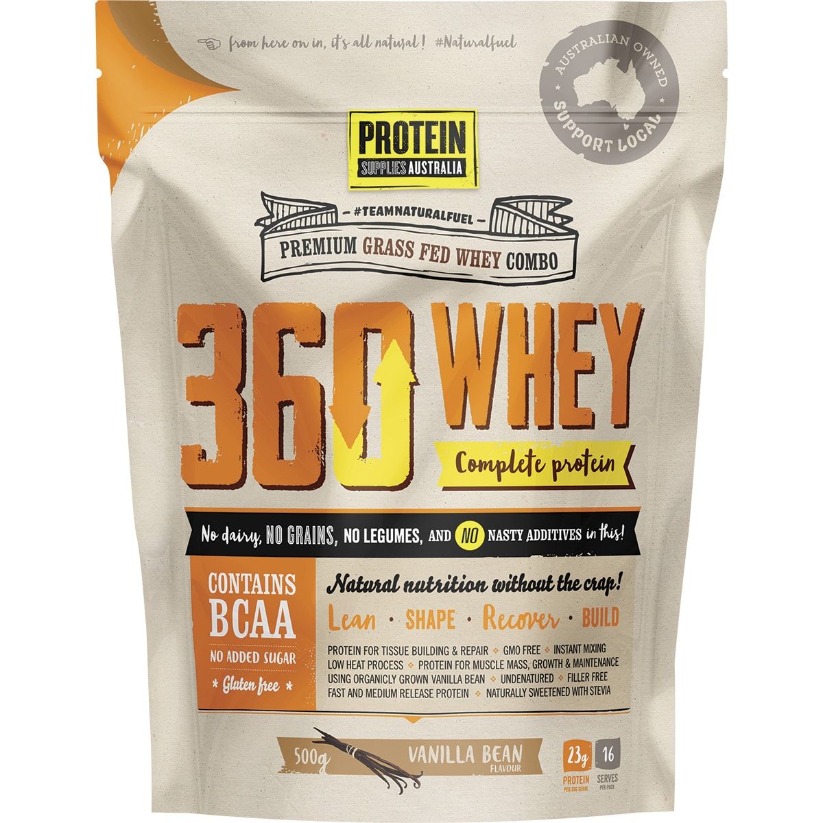 PROTEIN SUPPLIES AUSTRALIA 360Whey (WPI+WPC Combo) Vanilla Bean 500g