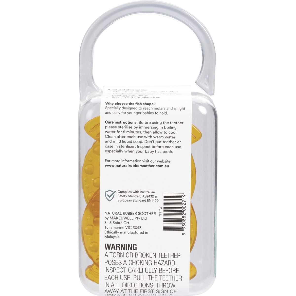 NATURAL RUBBER SOOTHERS Teether - Twin Pack Fish 2