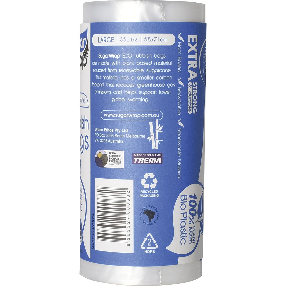 SUGARWRAP Eco Rubbish Bags Made From Sugarcane - Large 35L 20