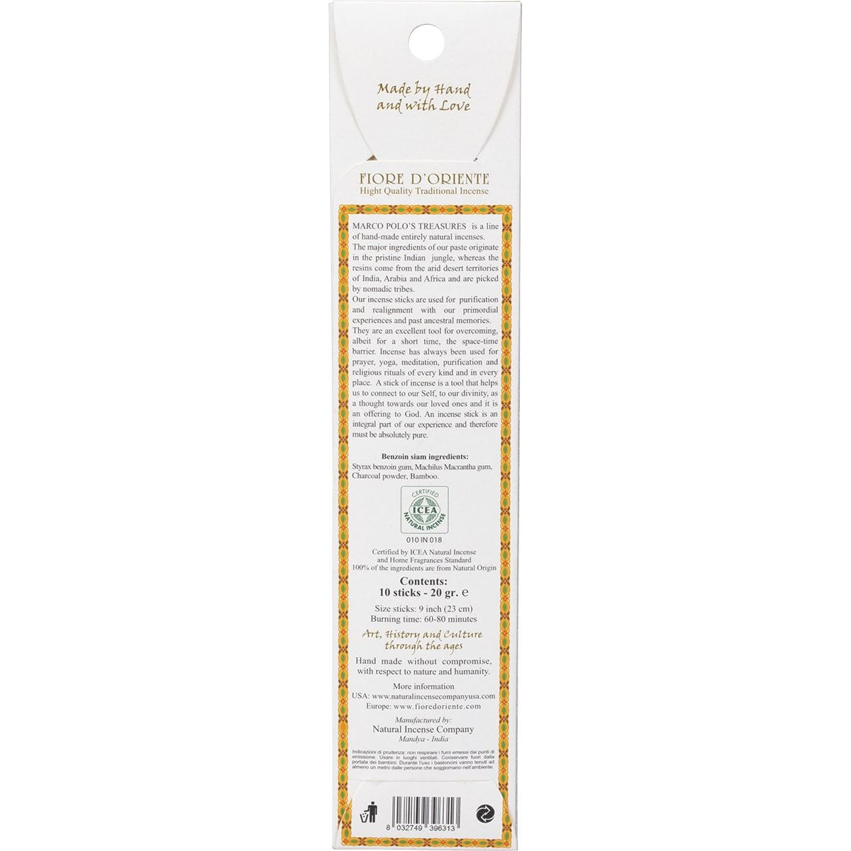 MARCO POLO'S TREASURES Incense Sticks Benzoin Siam 10