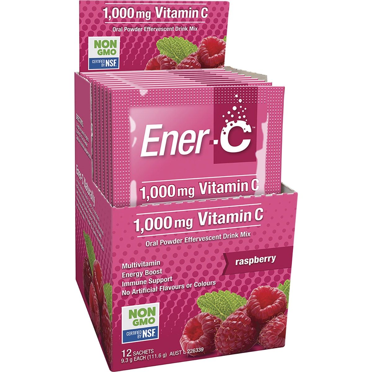 MARTIN & PLEASANCE Ener-C 1000mg Vitamin C Drink Mix Raspberry Sachets 12
