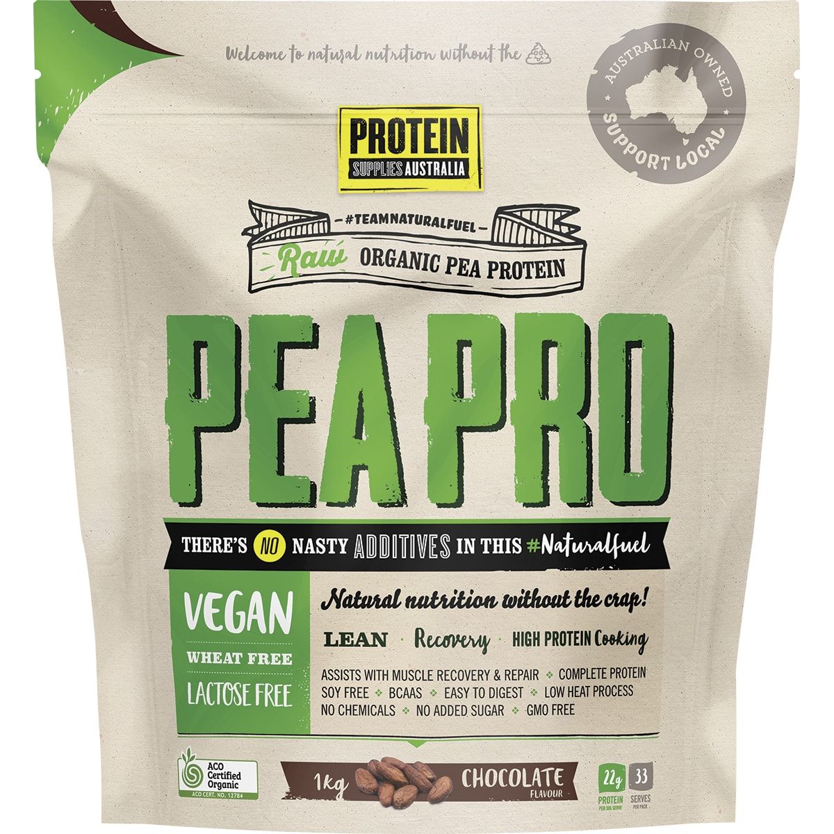 PROTEIN SUPPLIES AUSTRALIA PeaPro (Raw Pea Protein) Chocolate 1kg