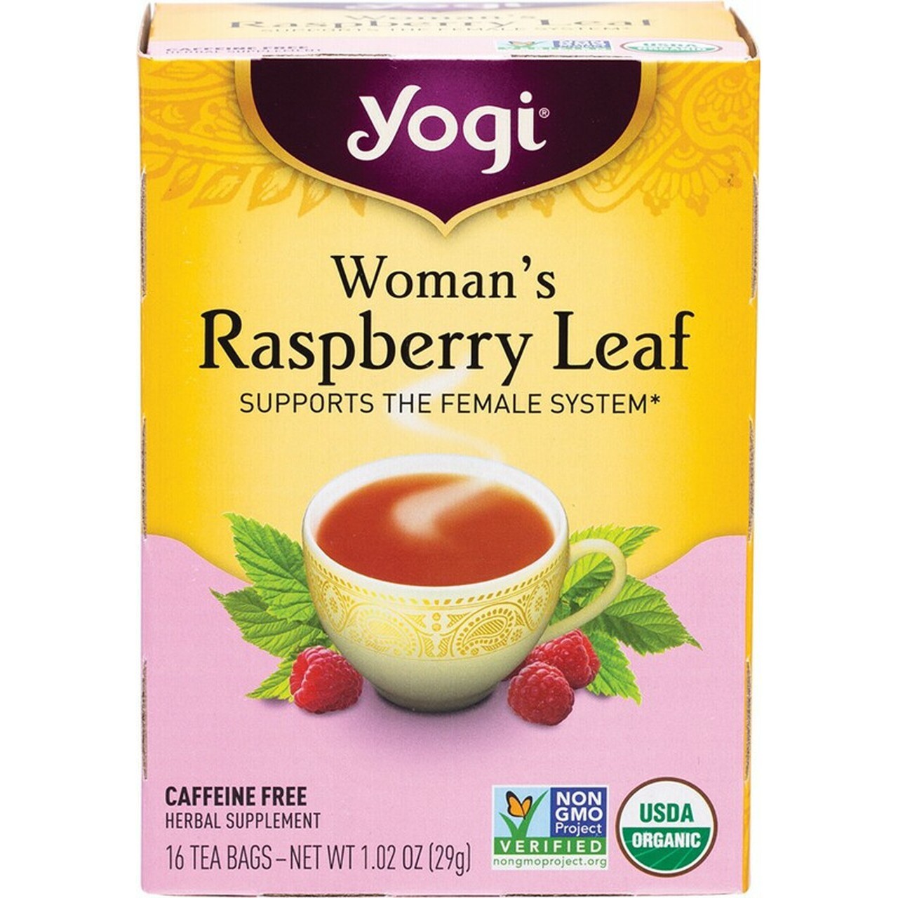 Yogi Tea Herbal Tea Bags Woman's Raspberry Leaf 16pk