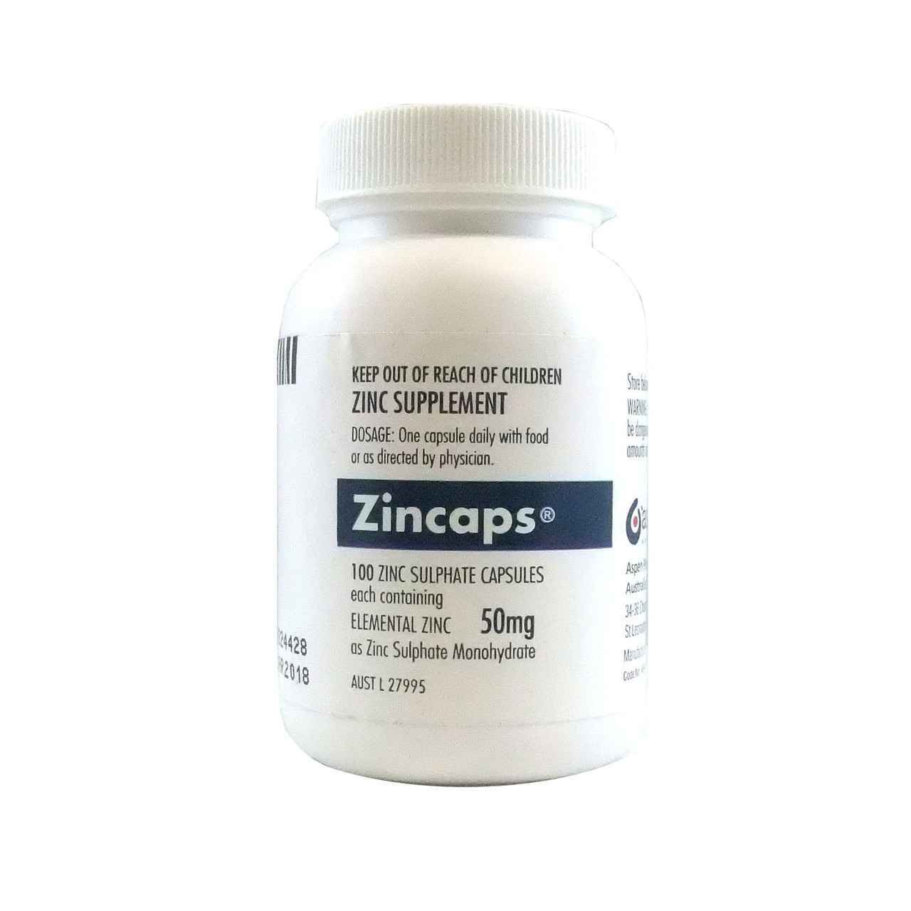 Zincaps Zinc Sulphate 50mg 100 Capsules