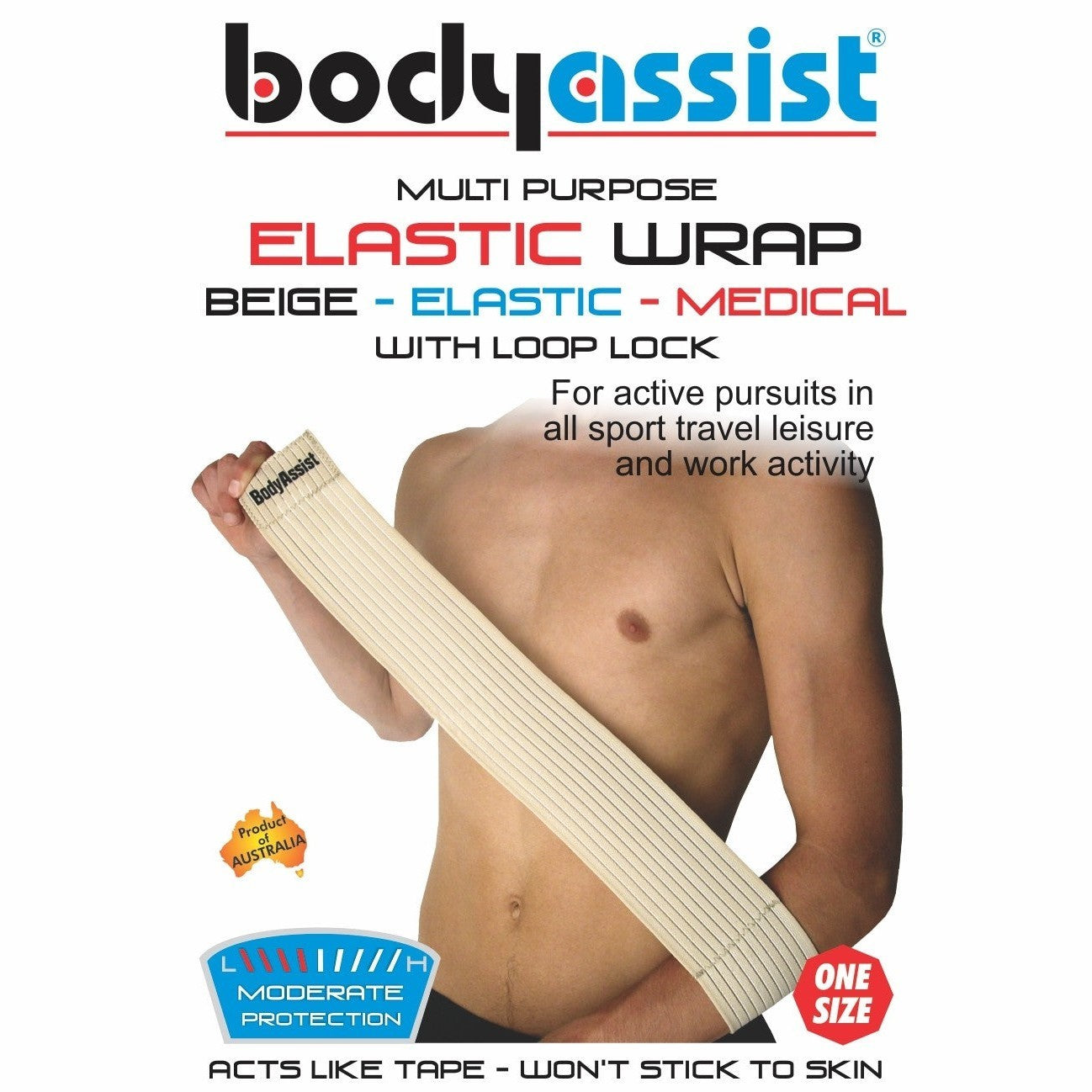 Bodyassist Elastic Strap W/loop 70cm One Size - Black, Beige or White
