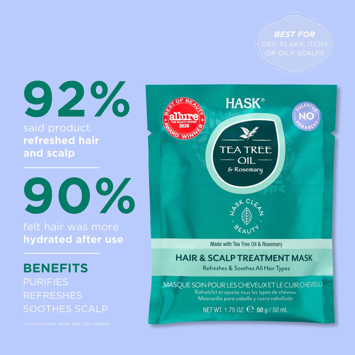 HASK TEA TREE & ROSEMARY HAIR MASK 50G