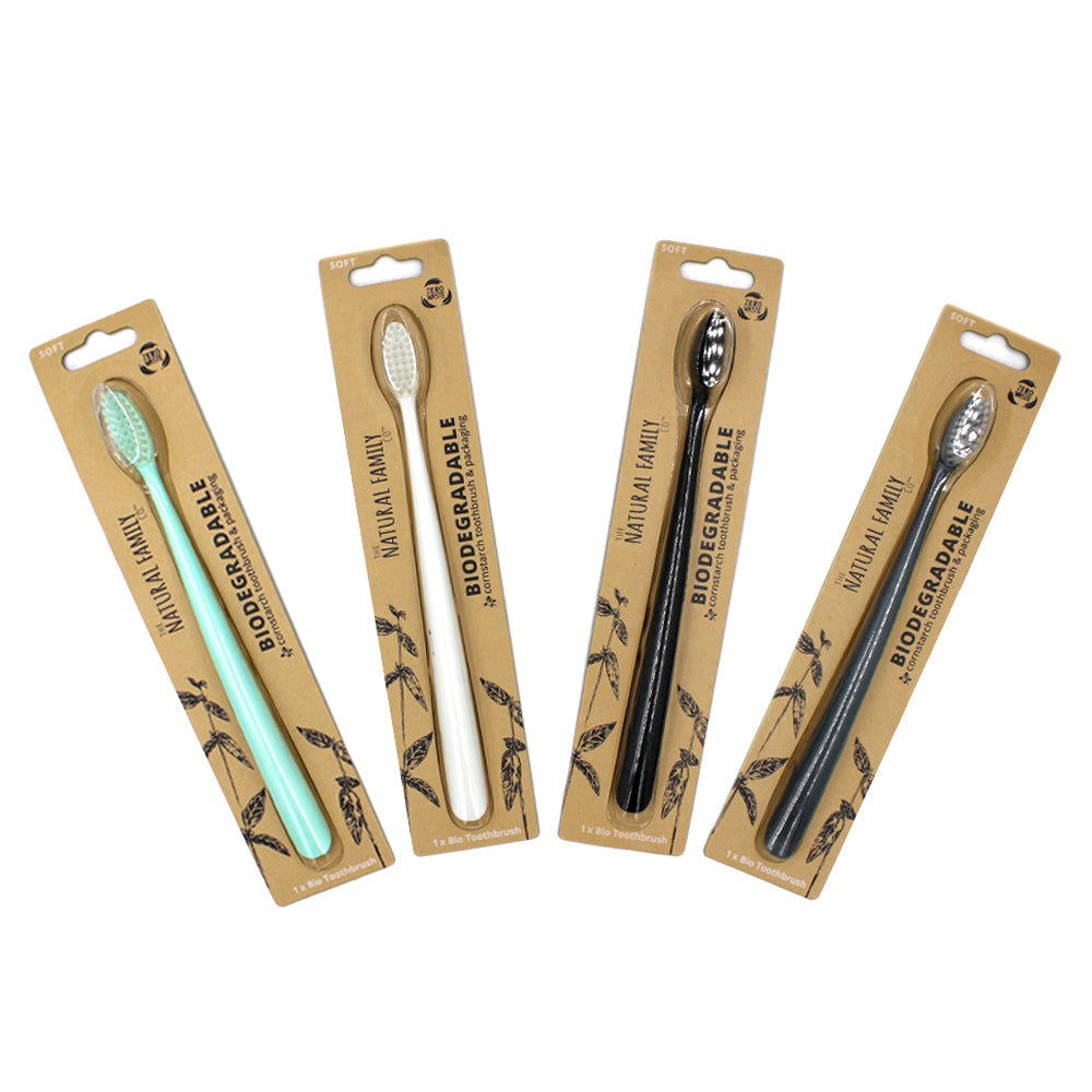 The Natural Family Co. Bio Toothbrush Pastel Mixed [Bulk Buy 8 Units]