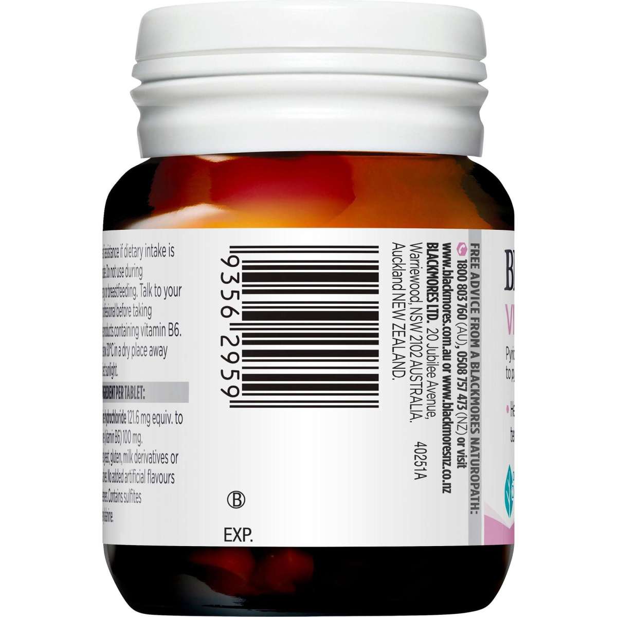 Blackmores Vitamin B6 100mg 40 Tablets New