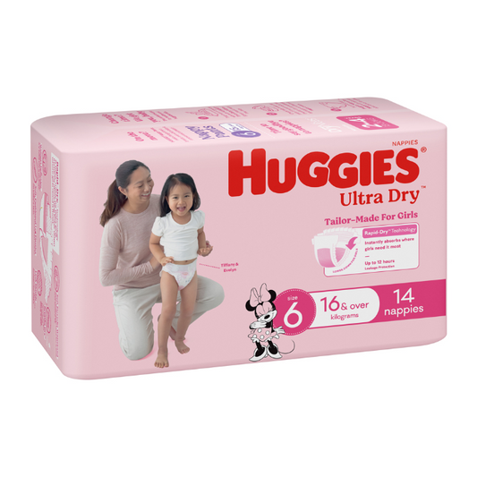 Huggies Ultra Dry Nappies Girl Size 6 16kg+ 14 Pack