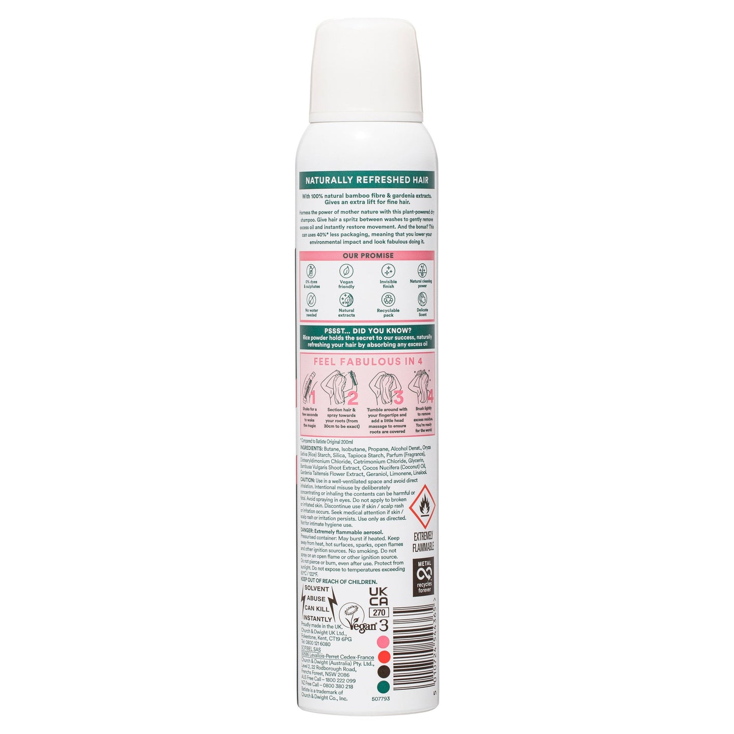 Batiste Naturally Bamboo Fibre and Gardenia 200ml