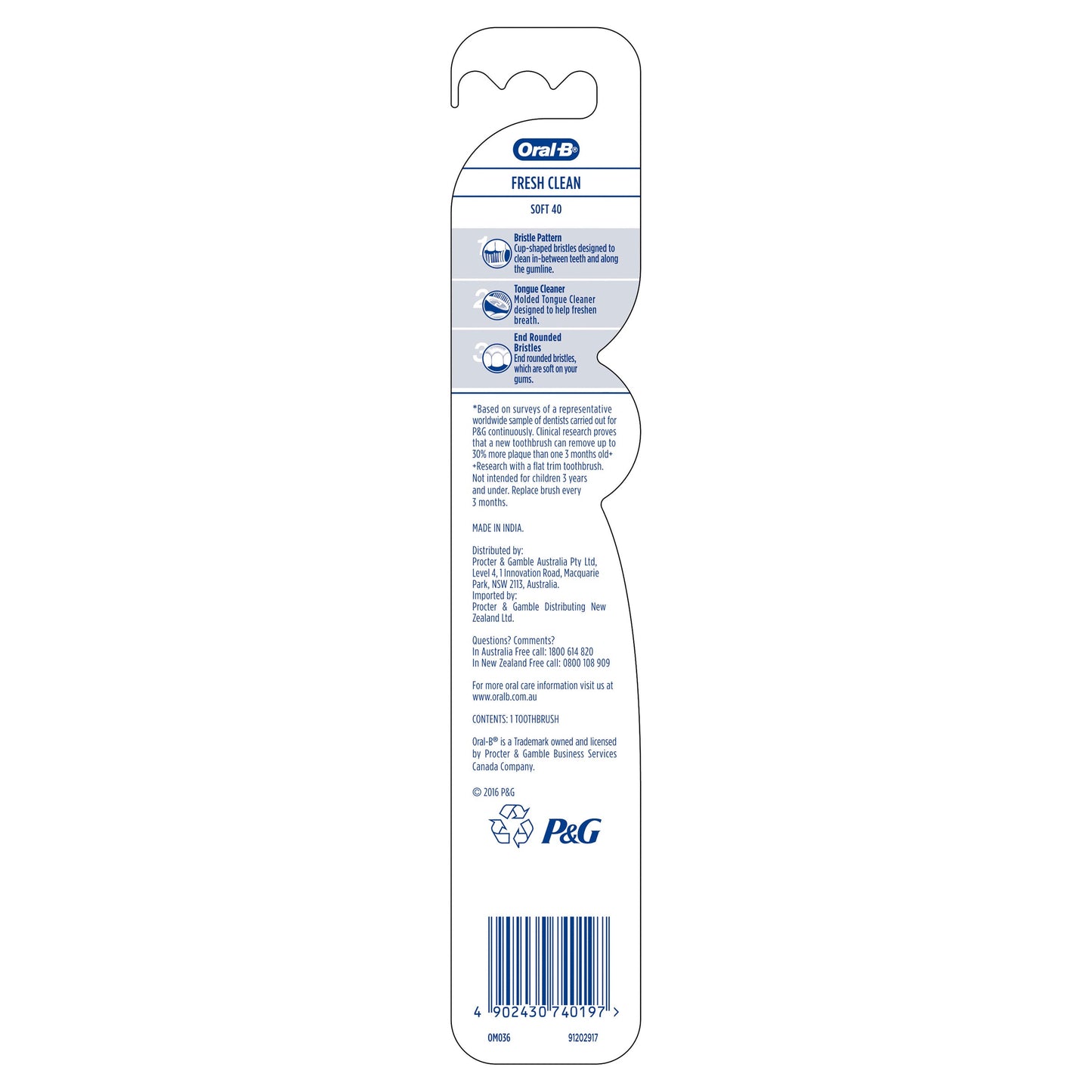 Oral B All Rounder Fresh Clean Soft Manual Toothbrush 1 Pack