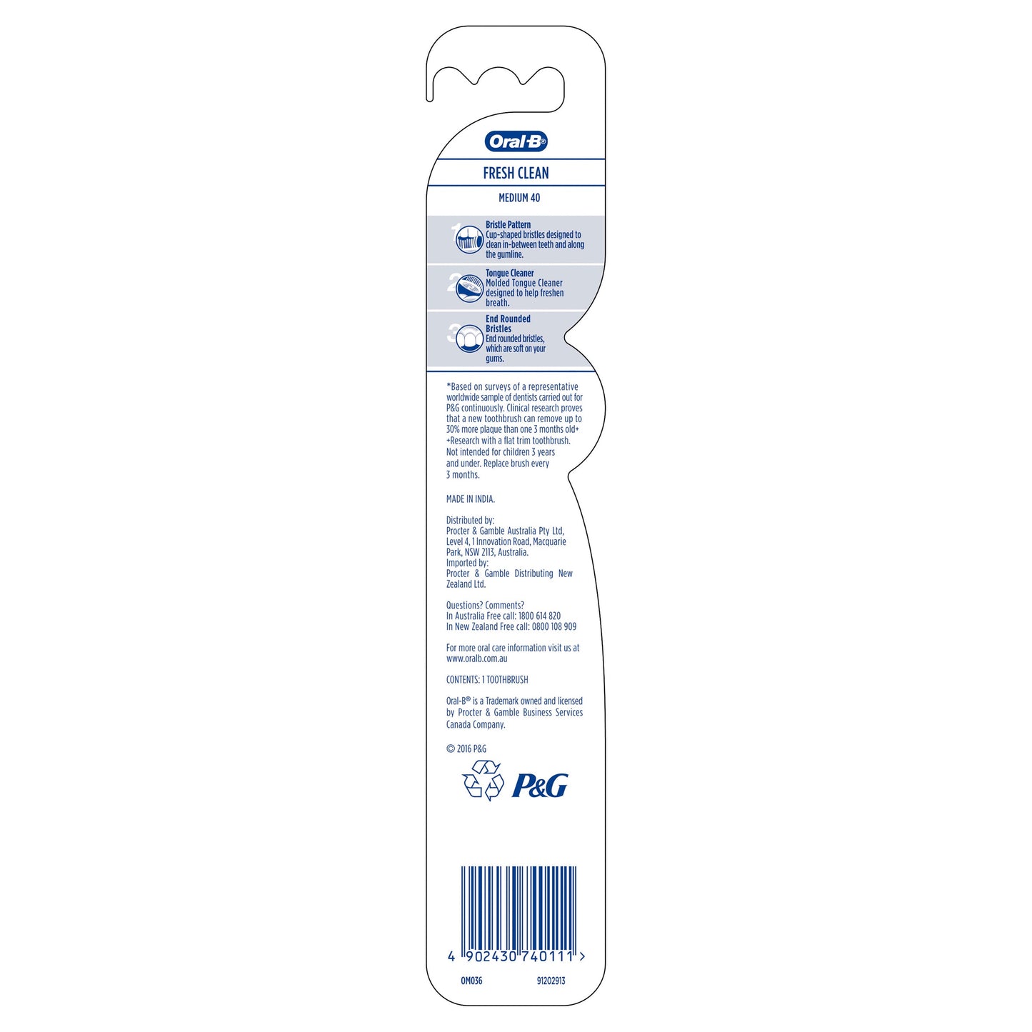 Oral B Toothbrush All Rounder Fresh Clean 40 Medium
