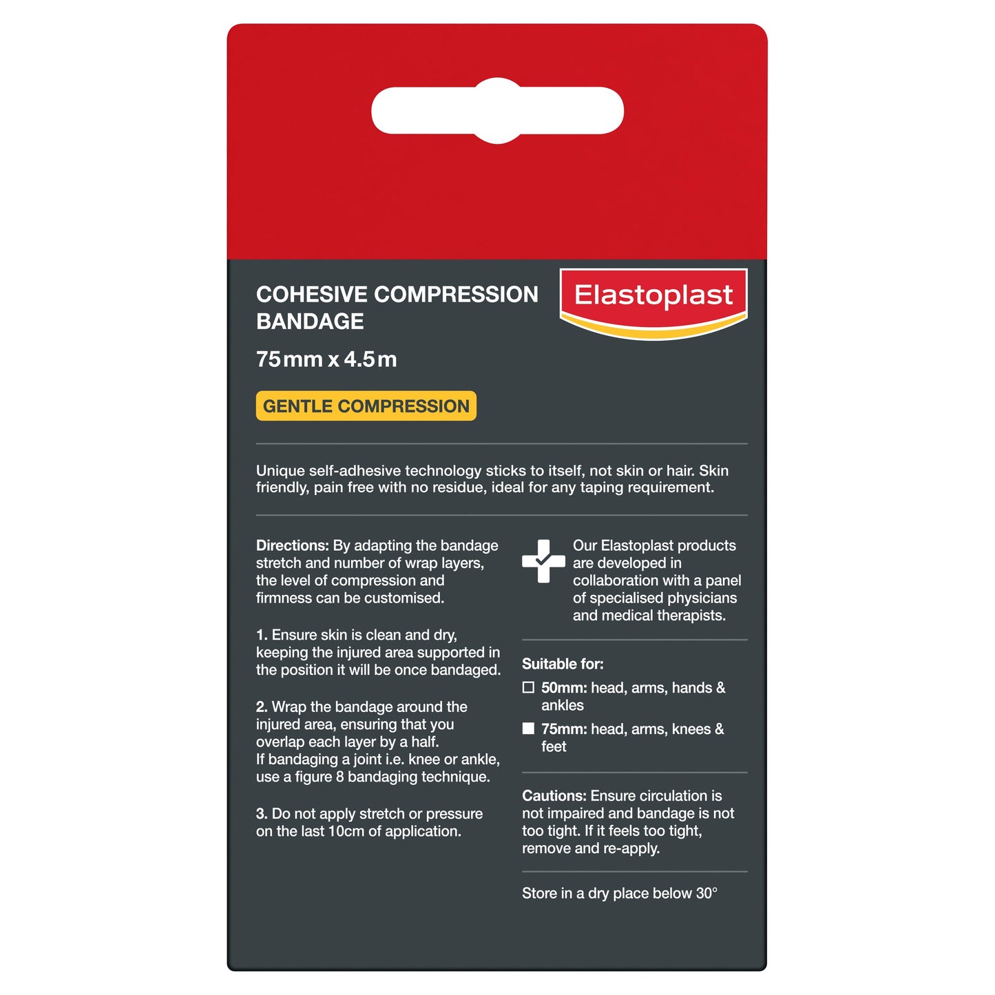 Elastoplast Sport Cohesive Bandage Tan 7.5cm x 4.5m