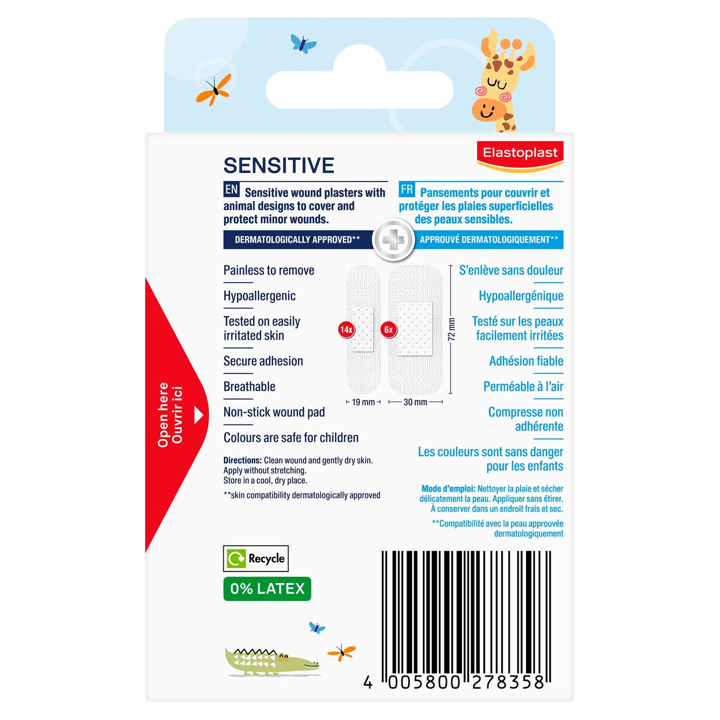 Elastoplast Sensitive Kids Animals 20PK