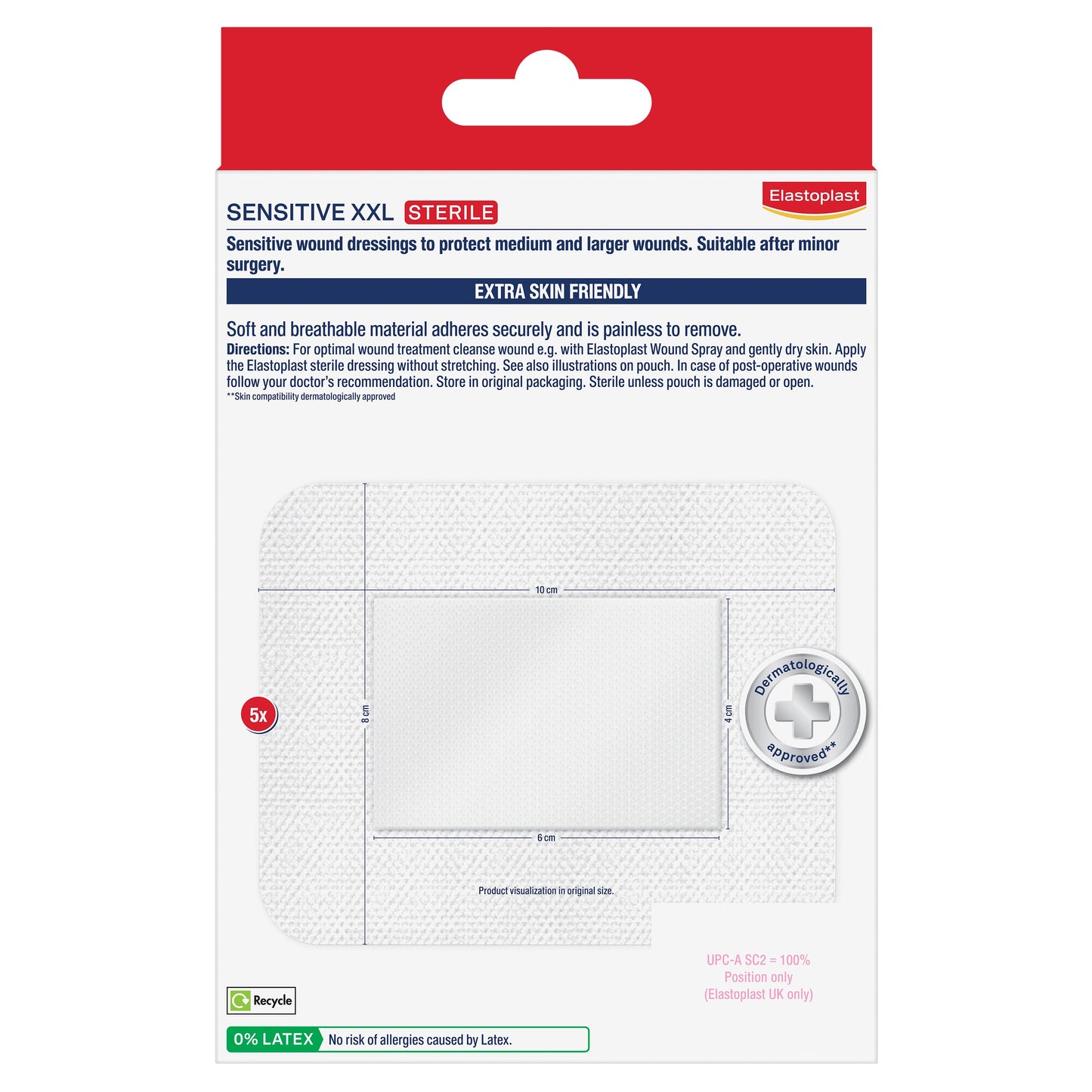 Elastoplast Sensitive Dressing XXL 8x10cm 5 Dressings