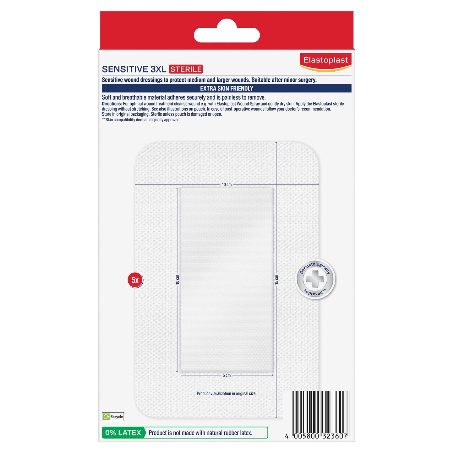 Elastoplast Sensitive Dressing 3XL 10x15cm 5 Dressings