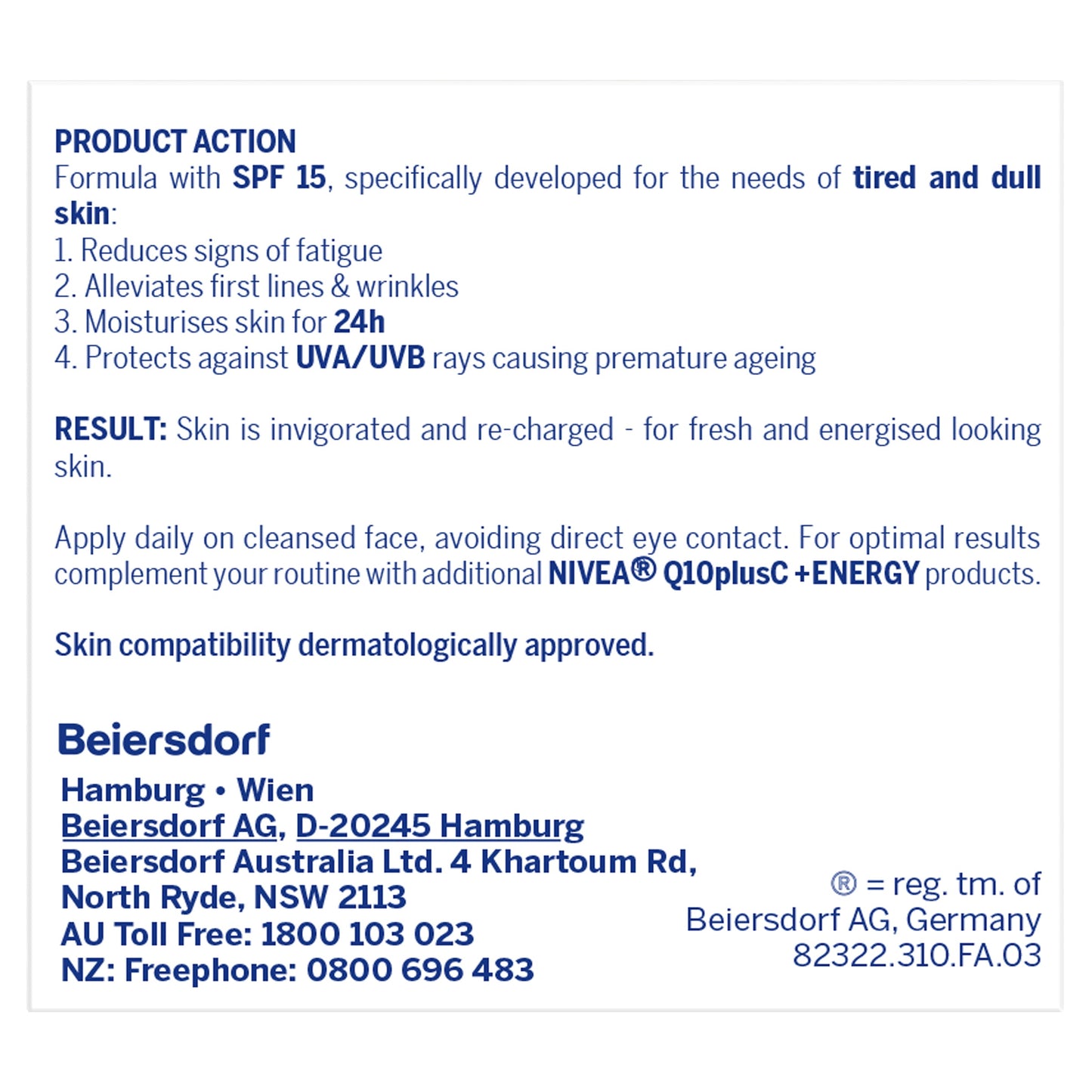 Nivea Visage Anti-Wrinkle Q10 Plus Energy Day Creme SPF15 50ml