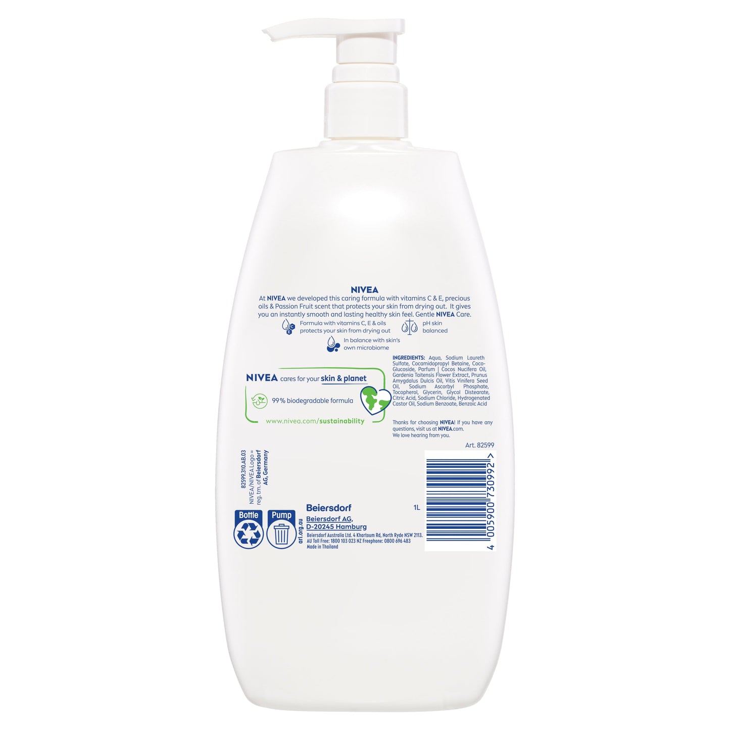 Nivea Rich Lather Passionfruit & Monoi Oil Body Wash Shower Gel 1l