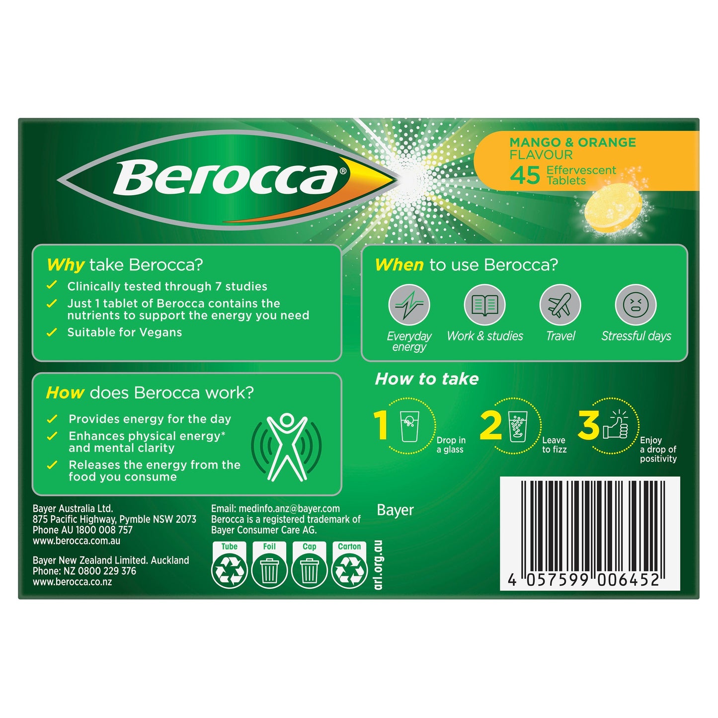 Berocca Performance Orange 45 Effervescent Tablets