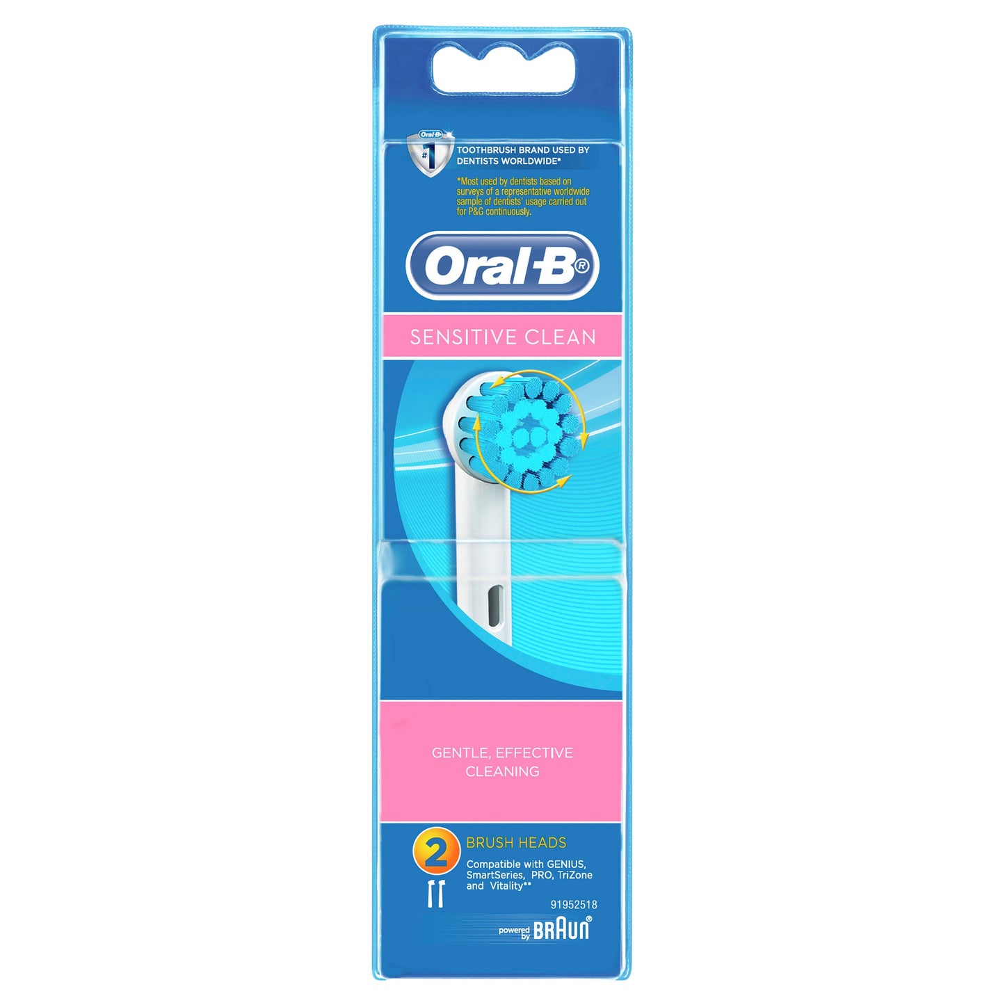 Oral B Sensitive Clean Replacement Electric Toothbrush Heads 2 Refills