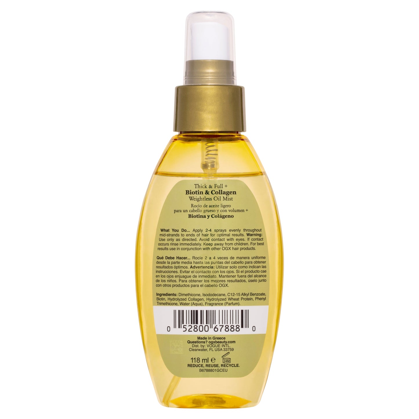 Ogx Biotin & Collagen Volumising Weightless Oil Mist 118mL