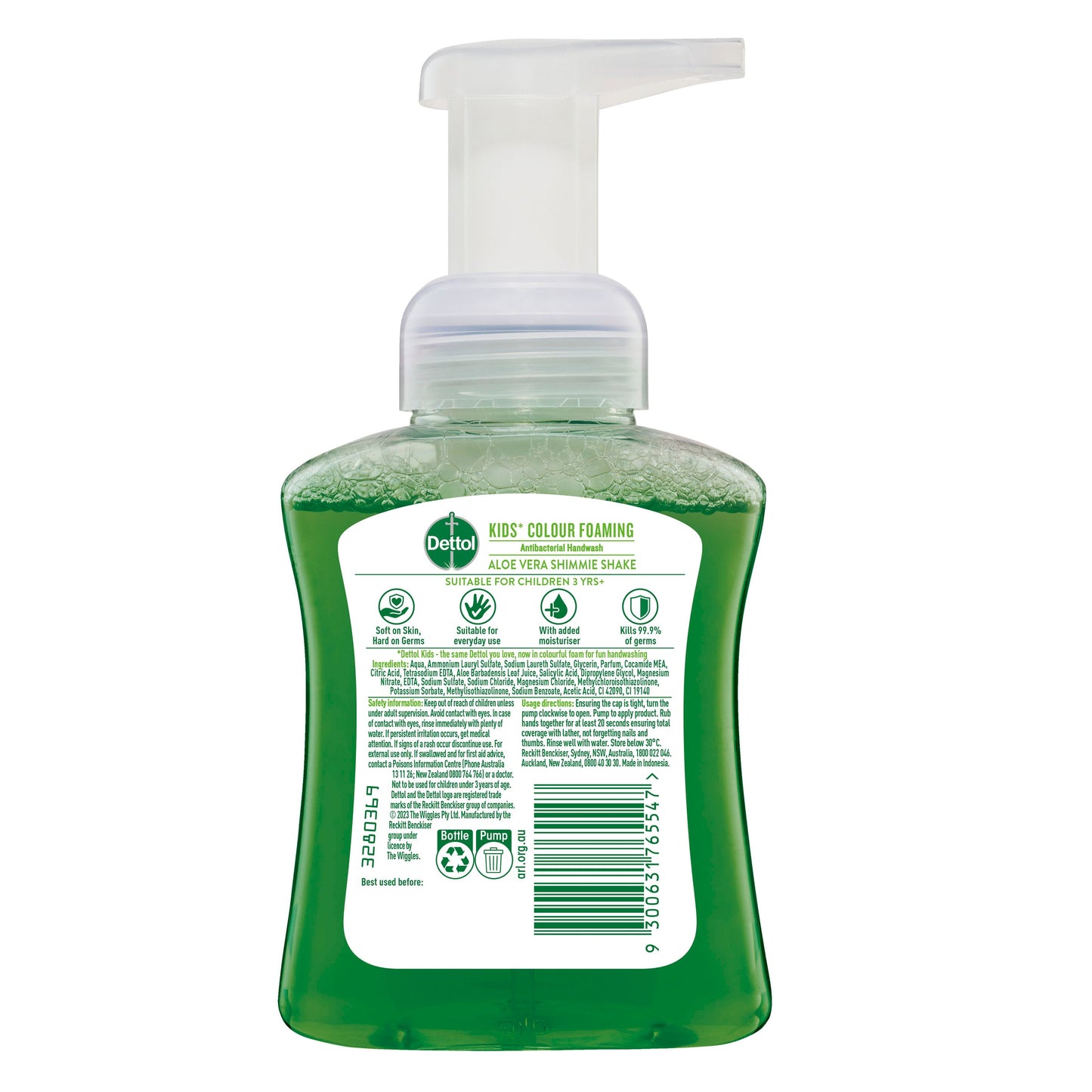 Dettol Kids Colour Foaming Hand Wash Aloe Vera 250ml