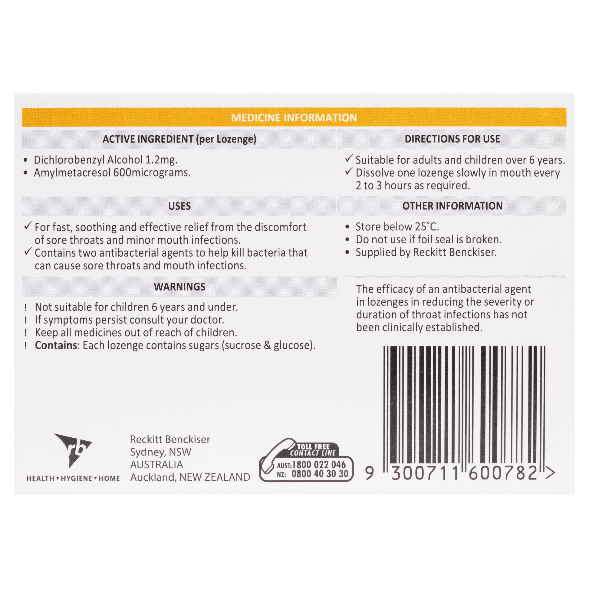 Strepsils Soothing Sore Throat Honey & Lemon 48 Lozenges