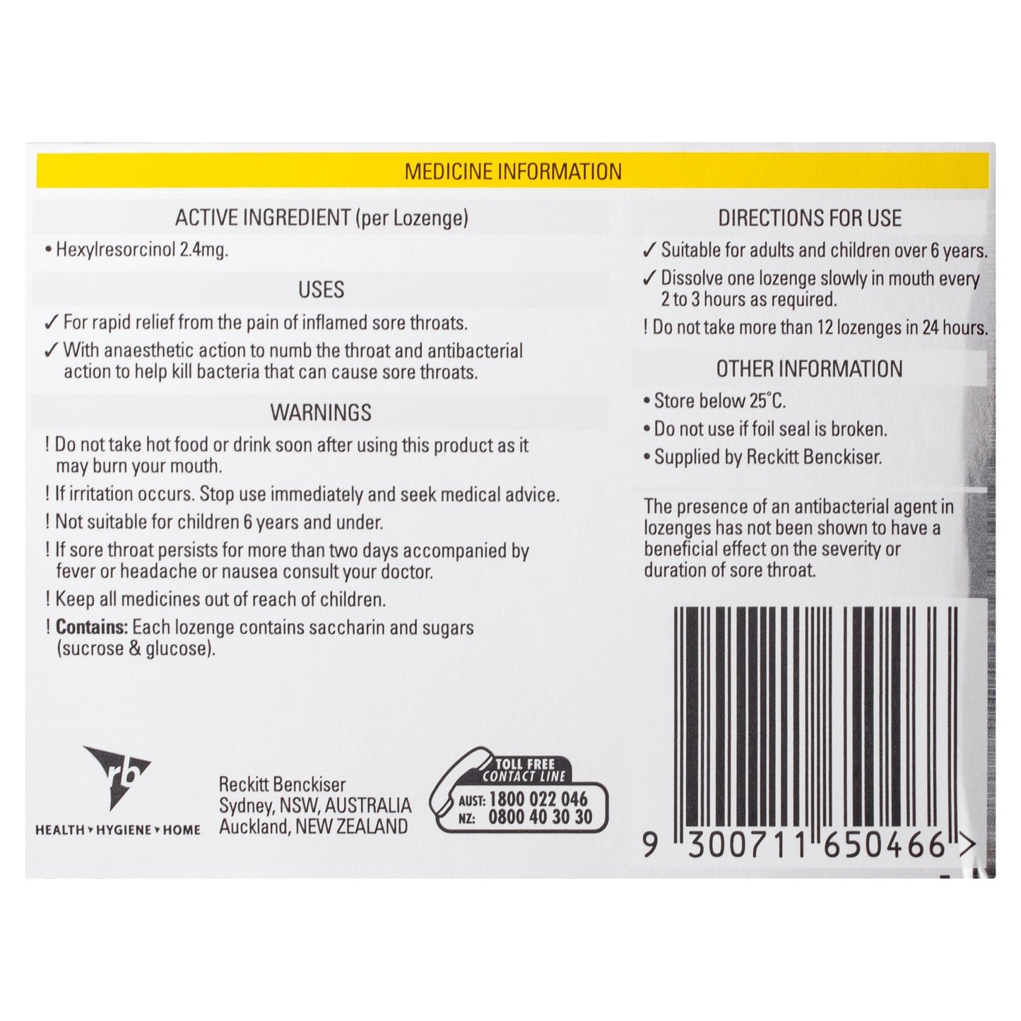 Strepsils Extra Honey Lemon Lozenges 16pk Fast Numbing Sore Throat Pain Relief with Anaesthetic