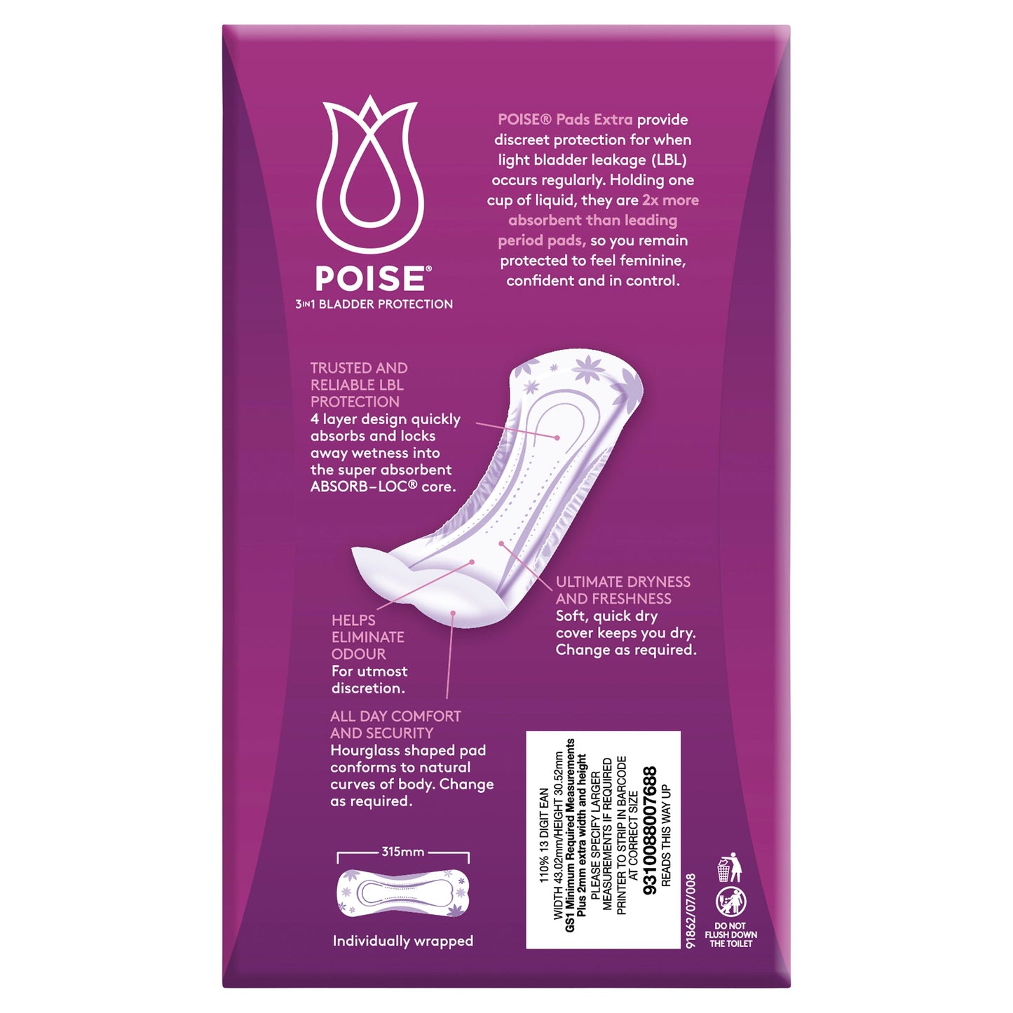 Poise Pads For Bladder Leaks Extra 12 PK
