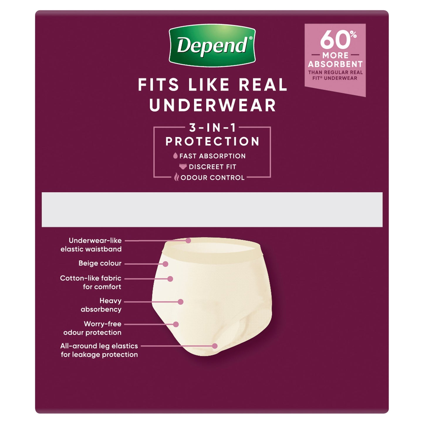Depend Women Real Fit Underwear Super Medium 8 Pack