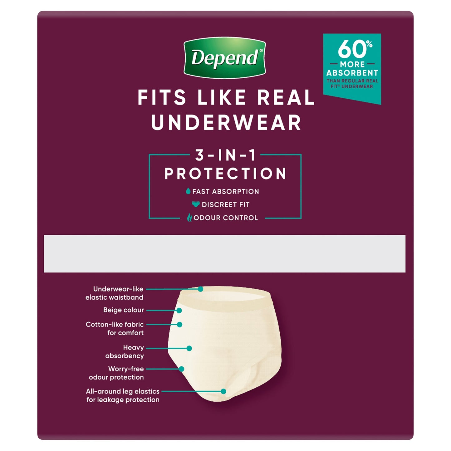 Depend Women Real Fit Underwear Super Extra Large 8 Pack