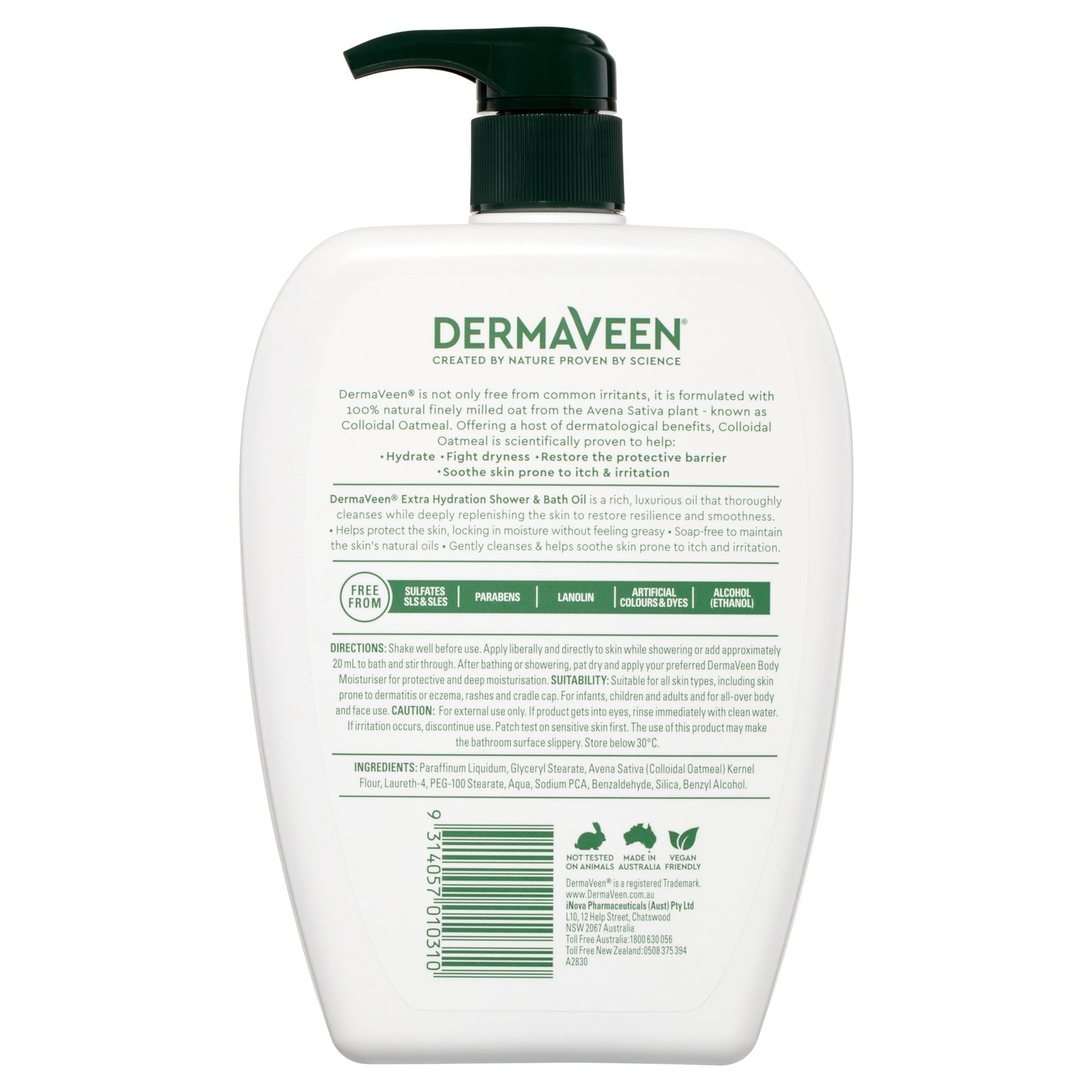 DermaVeen Extra Hydration Shower and Bath Oil 1 Litre