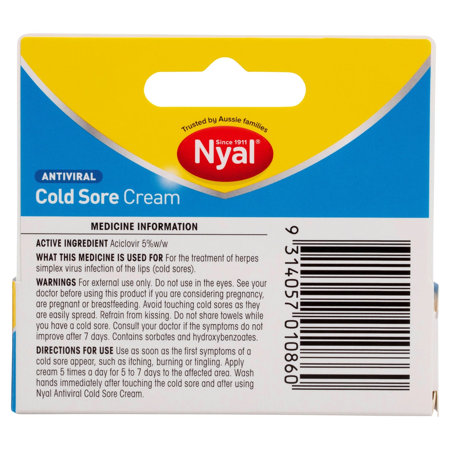 Nyal Cold Sore Cream 5g