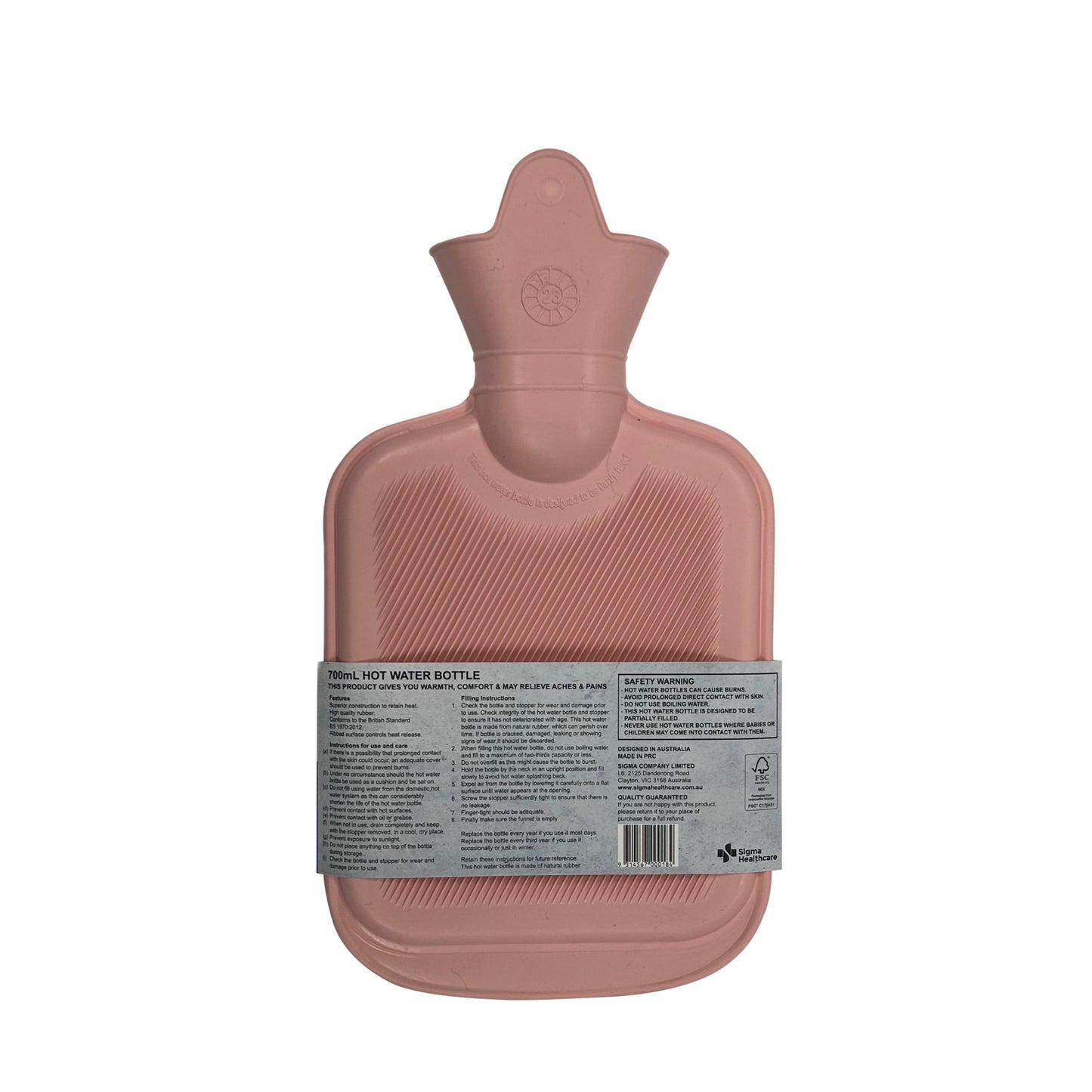 Pharmacy Care Hot Water Bottle 700ml Pink