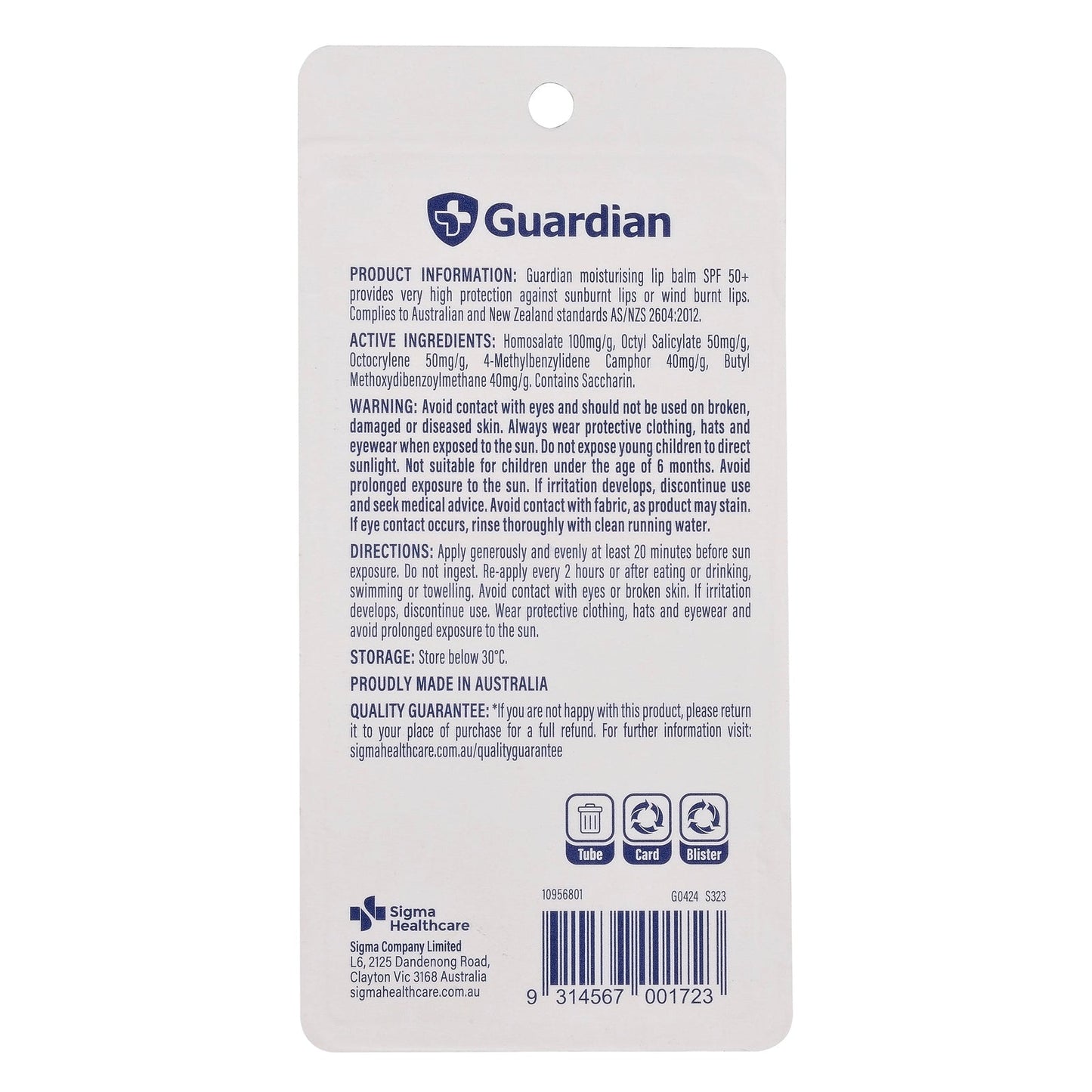 Guardian Lip Balm Spf50+ 5gm Strawberry