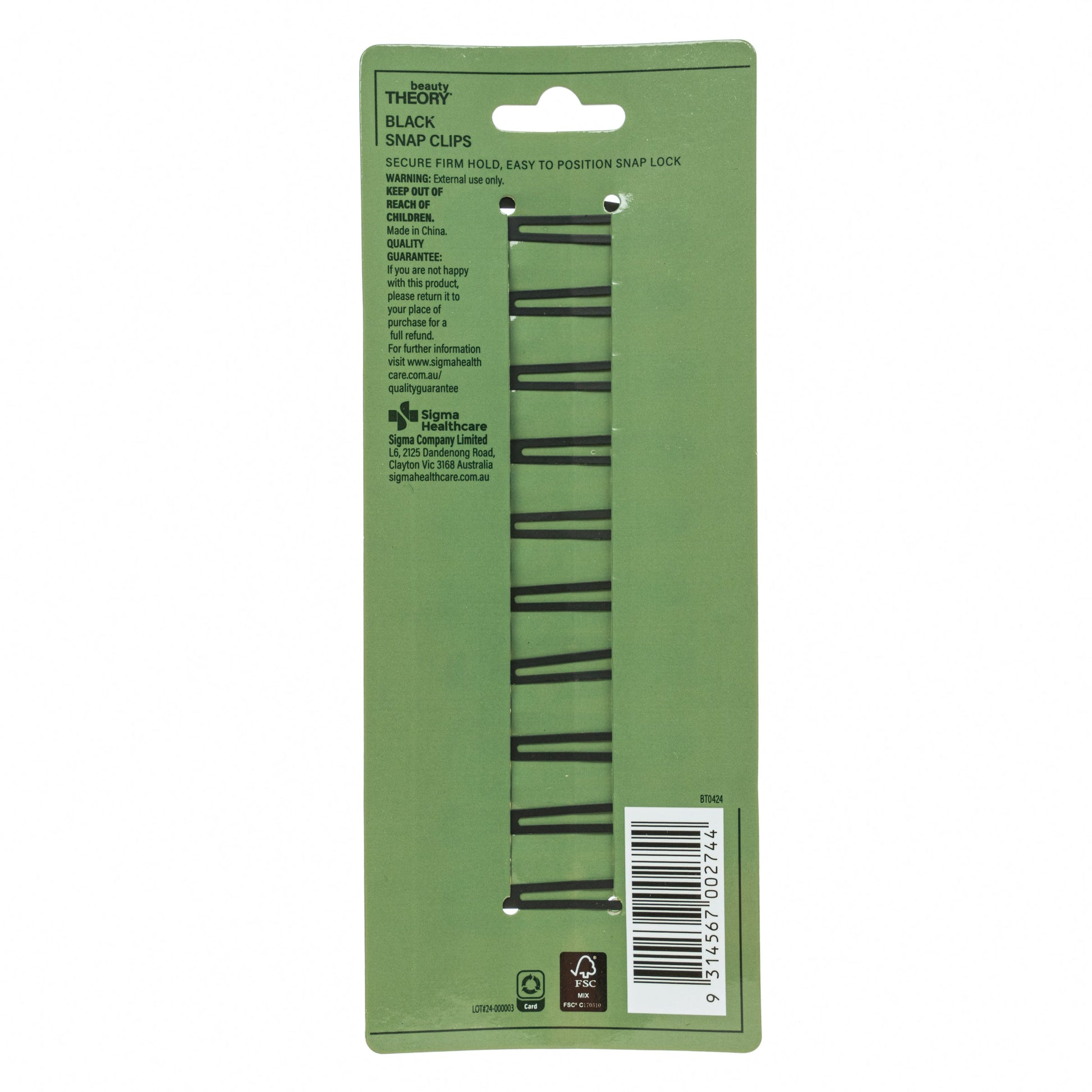 BEAUTY THEORY BLACK SNAP CLIPS 10