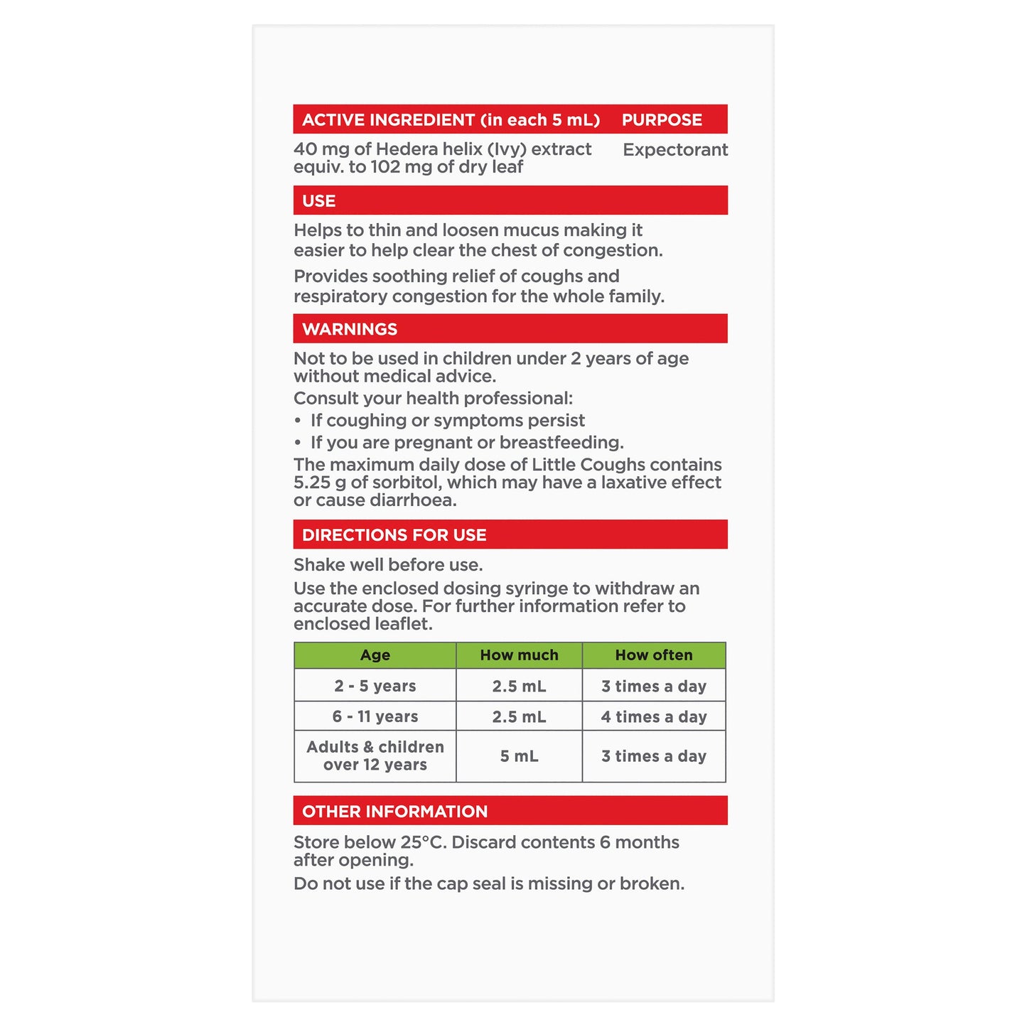 Little Coughs Oral Liquid Original 200mL