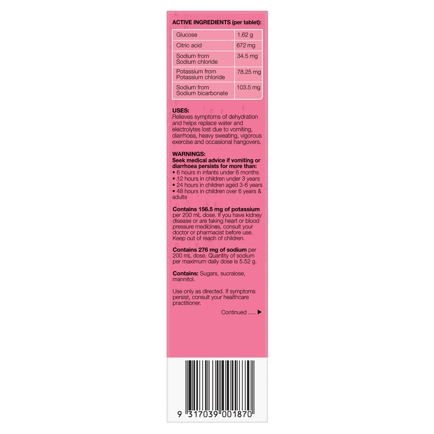 Hydralyte Electrolyte Effervescent Watermelon Burst Flavoured 20 Tablets