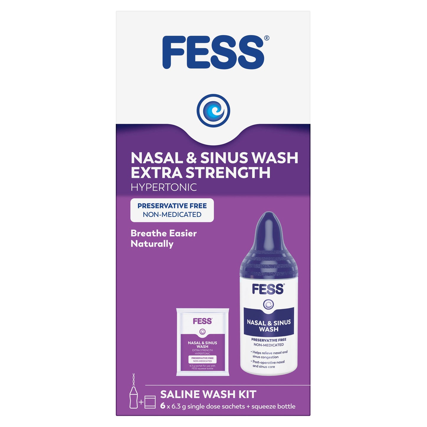 Fess Nasal & Sinus Wash Extra Strength Starter Kit 6 Sachets