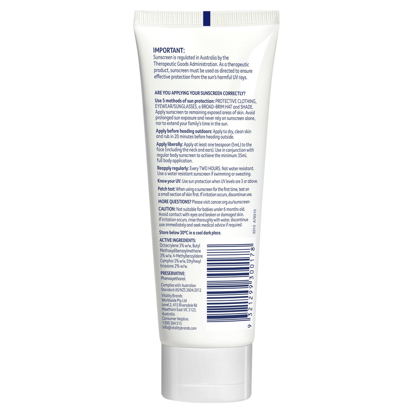 Cancer Council SPF 50+ Day Wear Face Matte Medium Tint 75ml Tube
